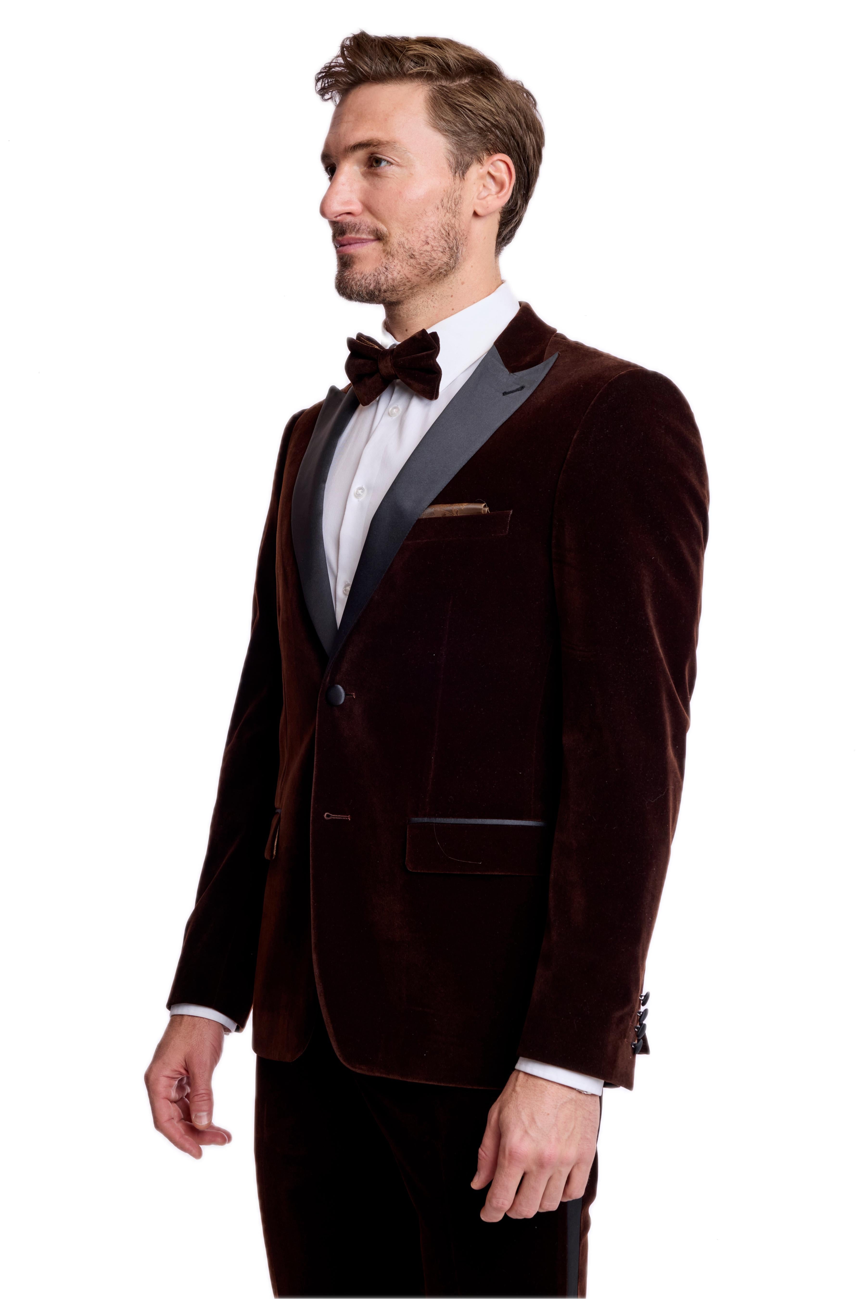 Kyle Big Peak Tux Jacket - slim - Brown Velvet