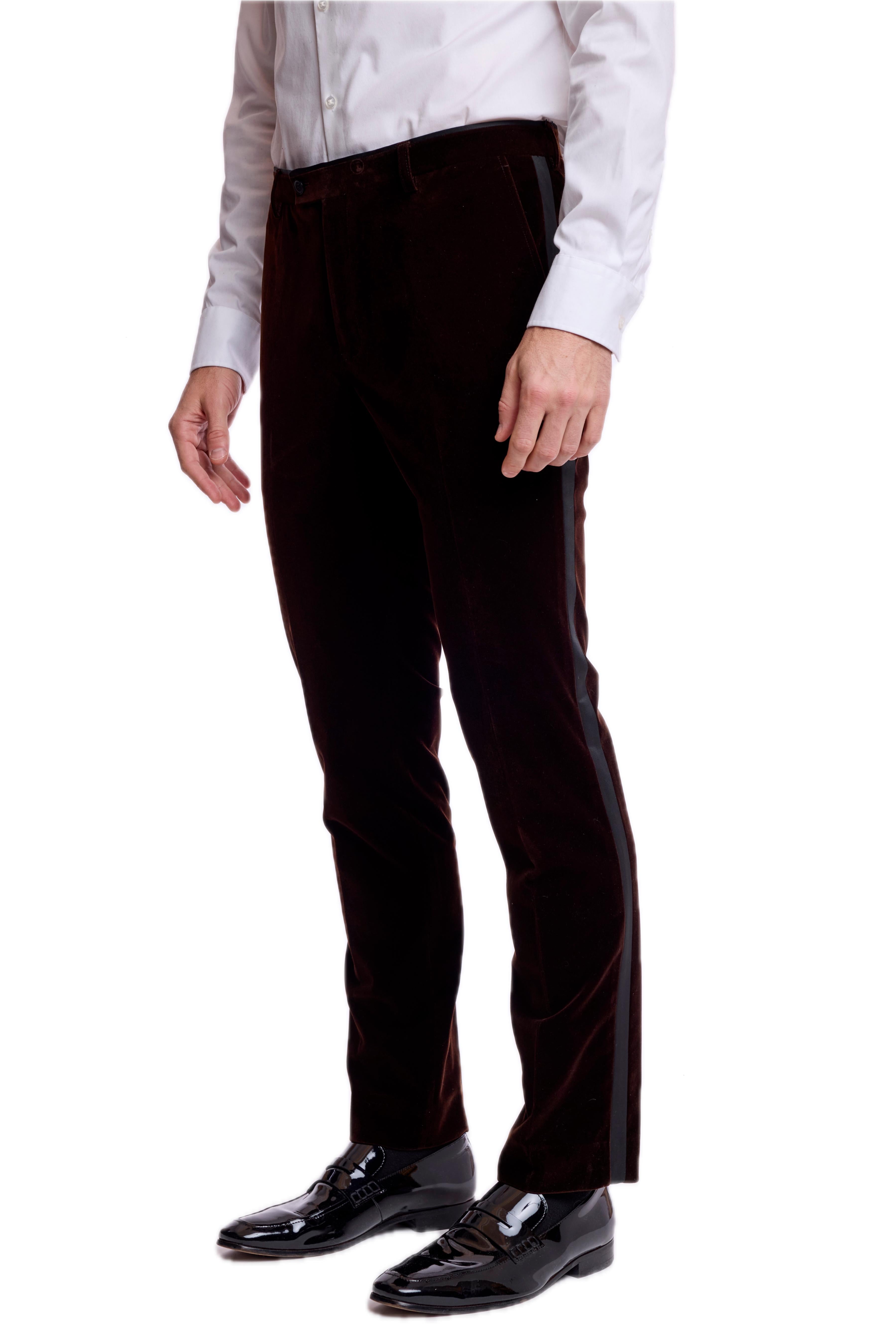 Sloane Stretch Tux Pants - slim - Brown Velvet