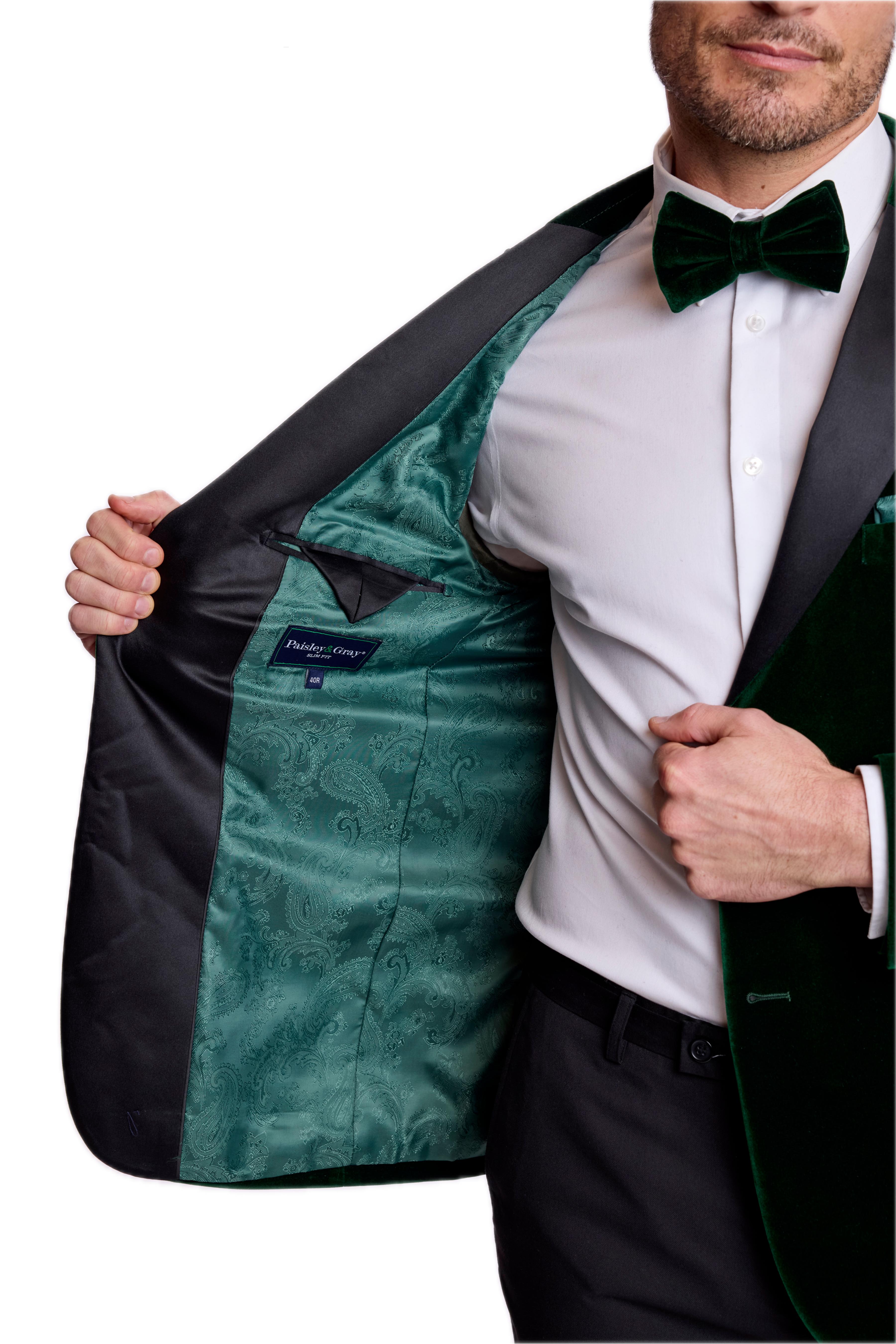 Kyle Big Peak Tux Jacket - slim - Green Velvet