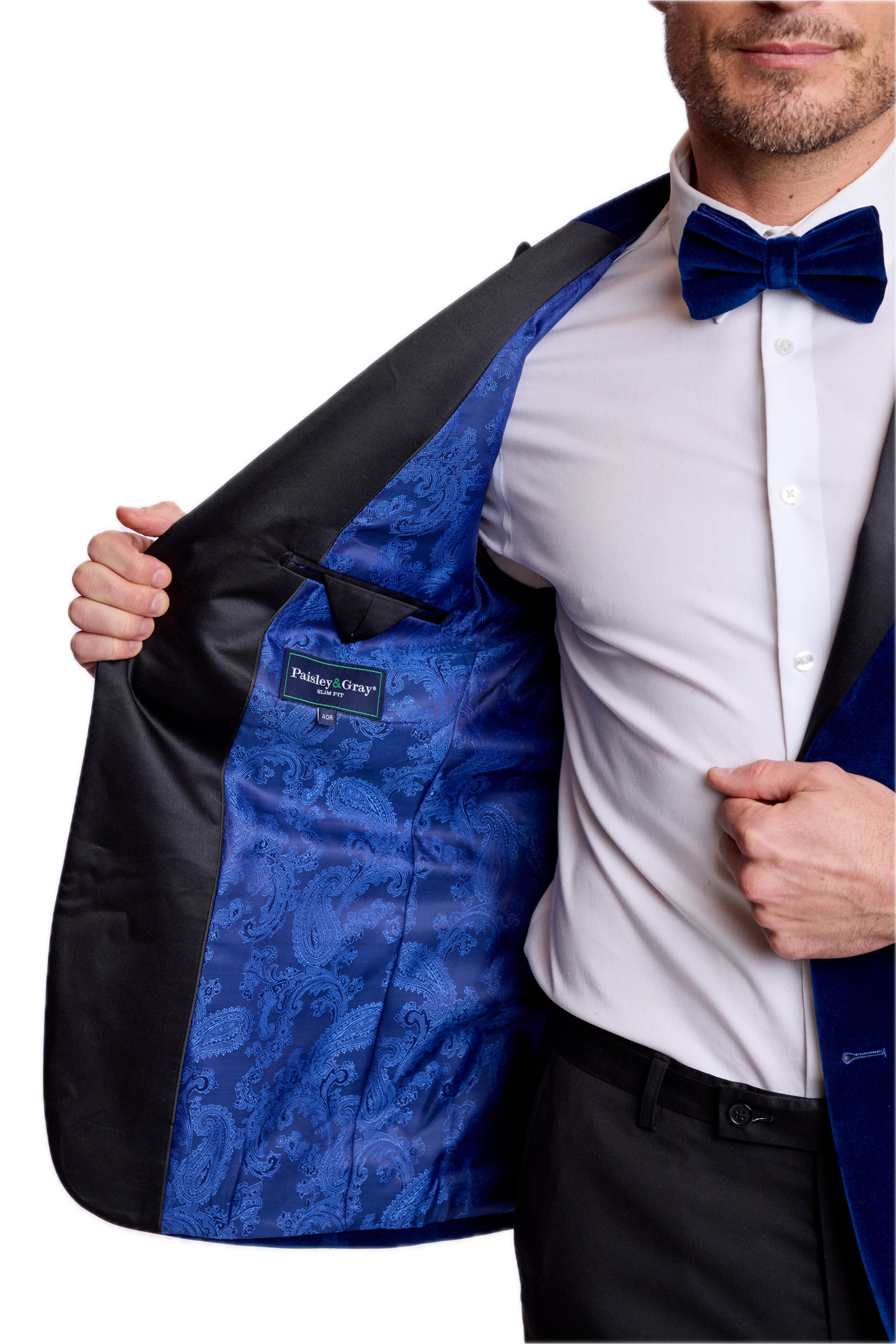 Kyle Big Peak Tux Jacket - slim - Blue Velvet