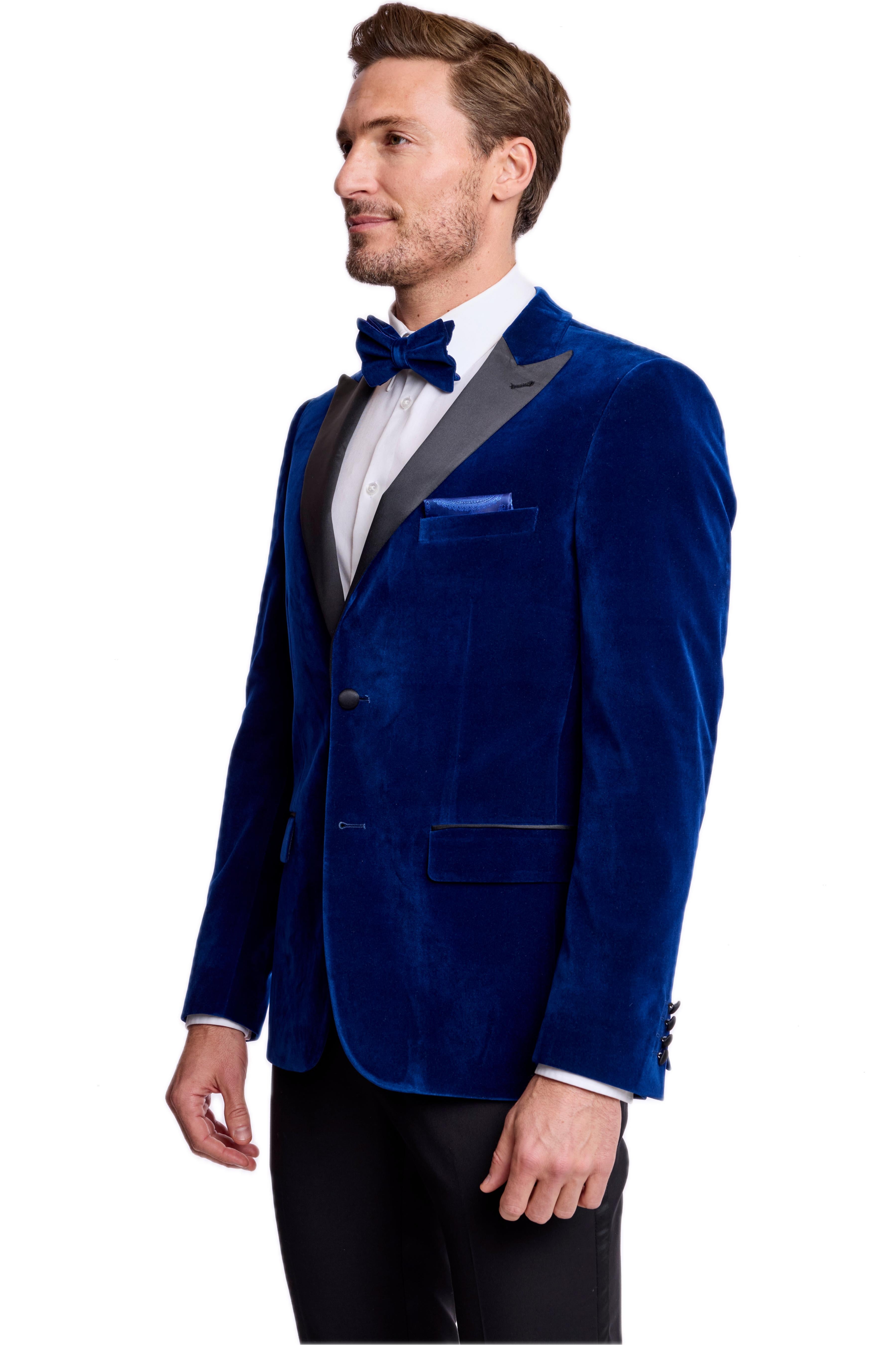 Kyle Big Peak Tux Jacket - slim - Blue Velvet