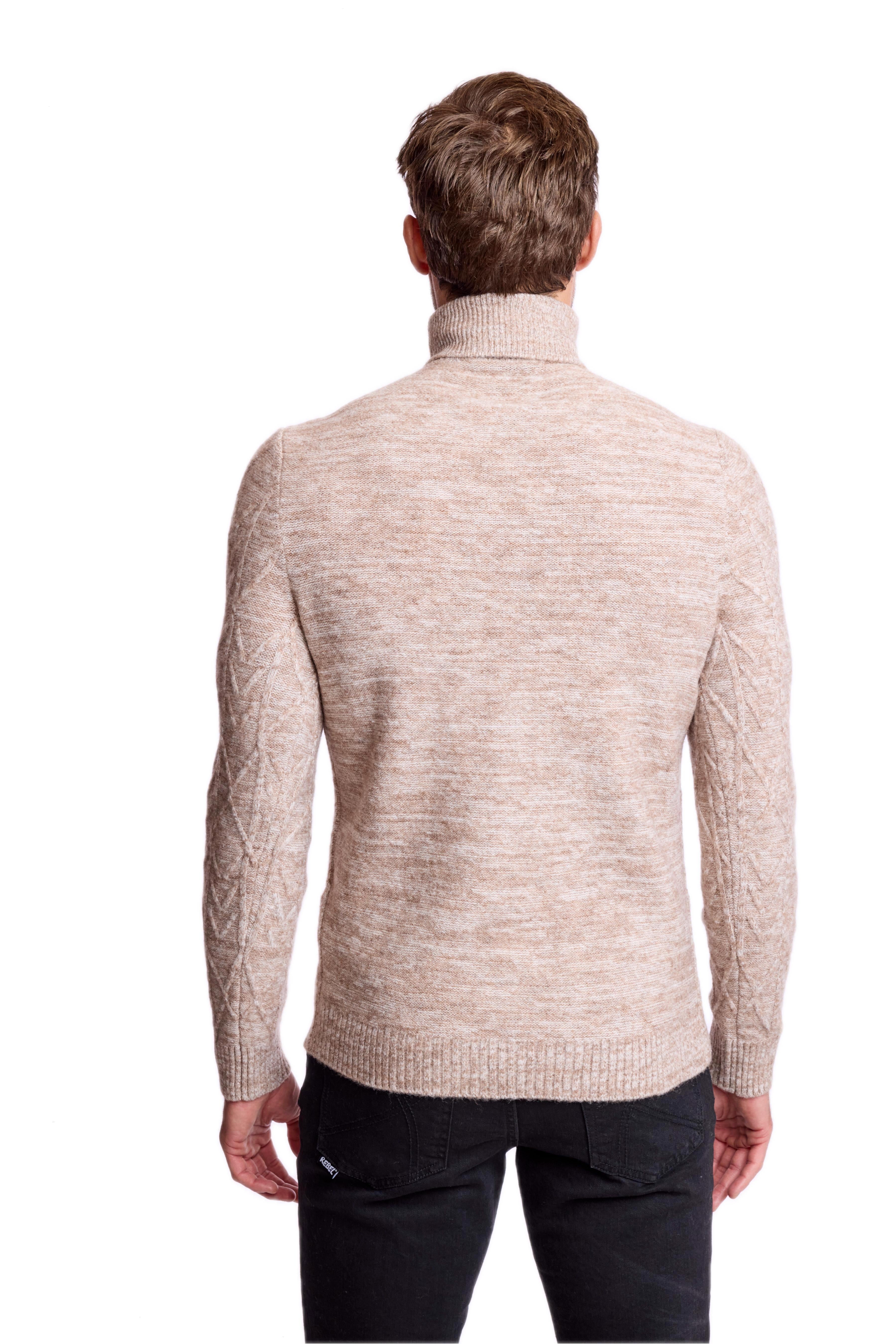 Chunky Turtleneck - Beige Tan Marled