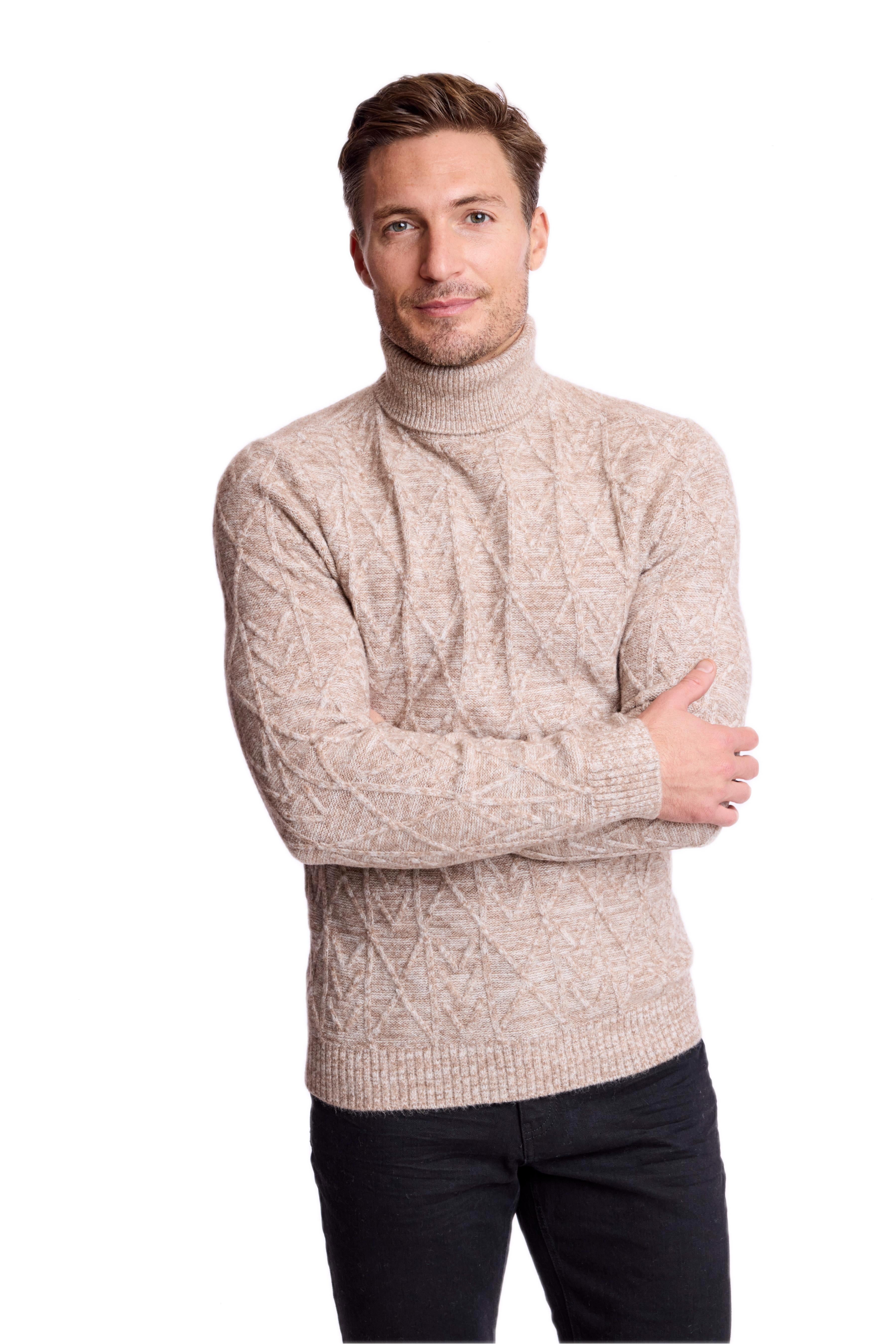 Chunky Turtleneck - Beige Tan Marled