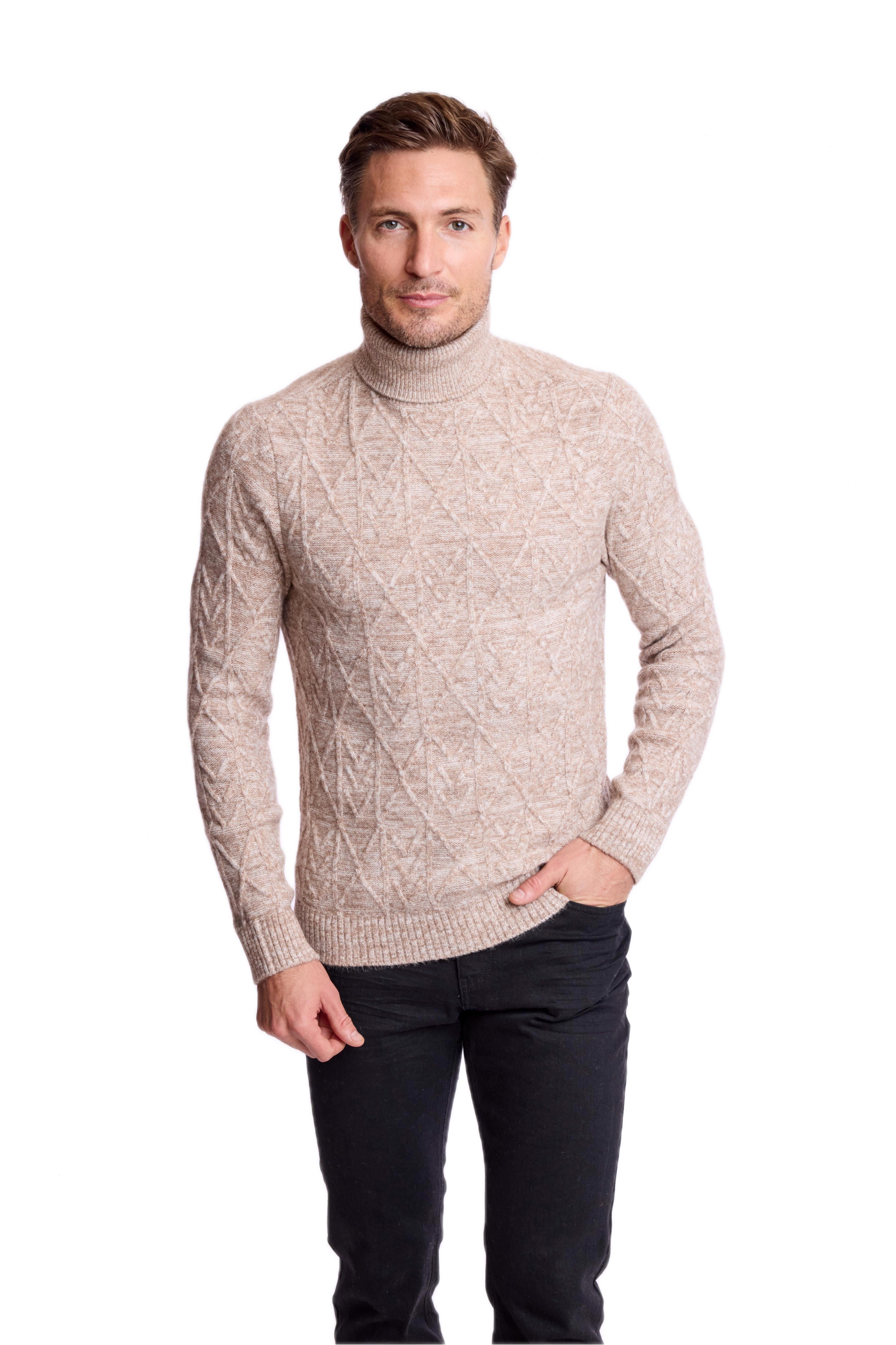 Chunky Turtleneck - Beige Tan Marled
