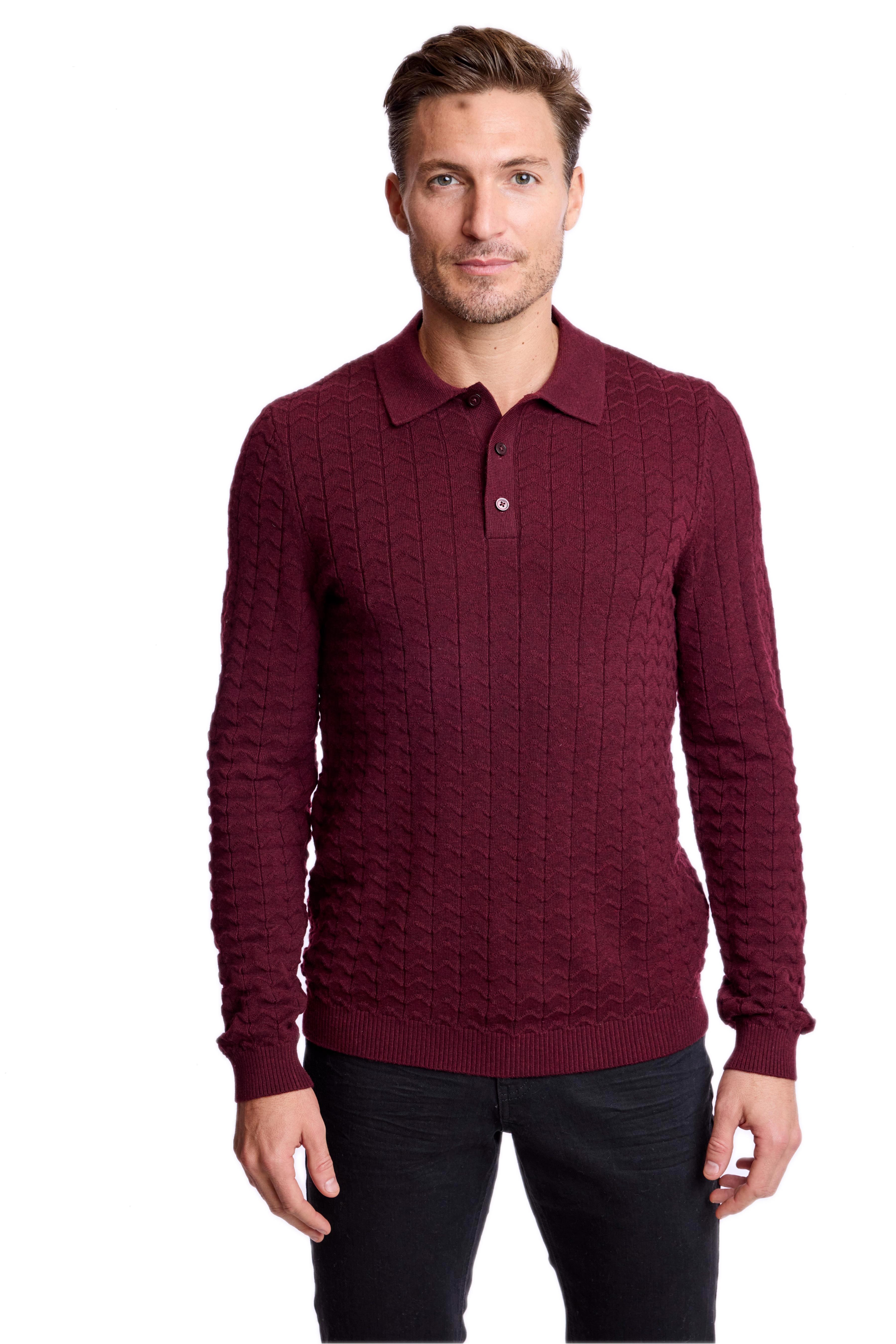 3 Button Polo - Burgundy Bordeaux