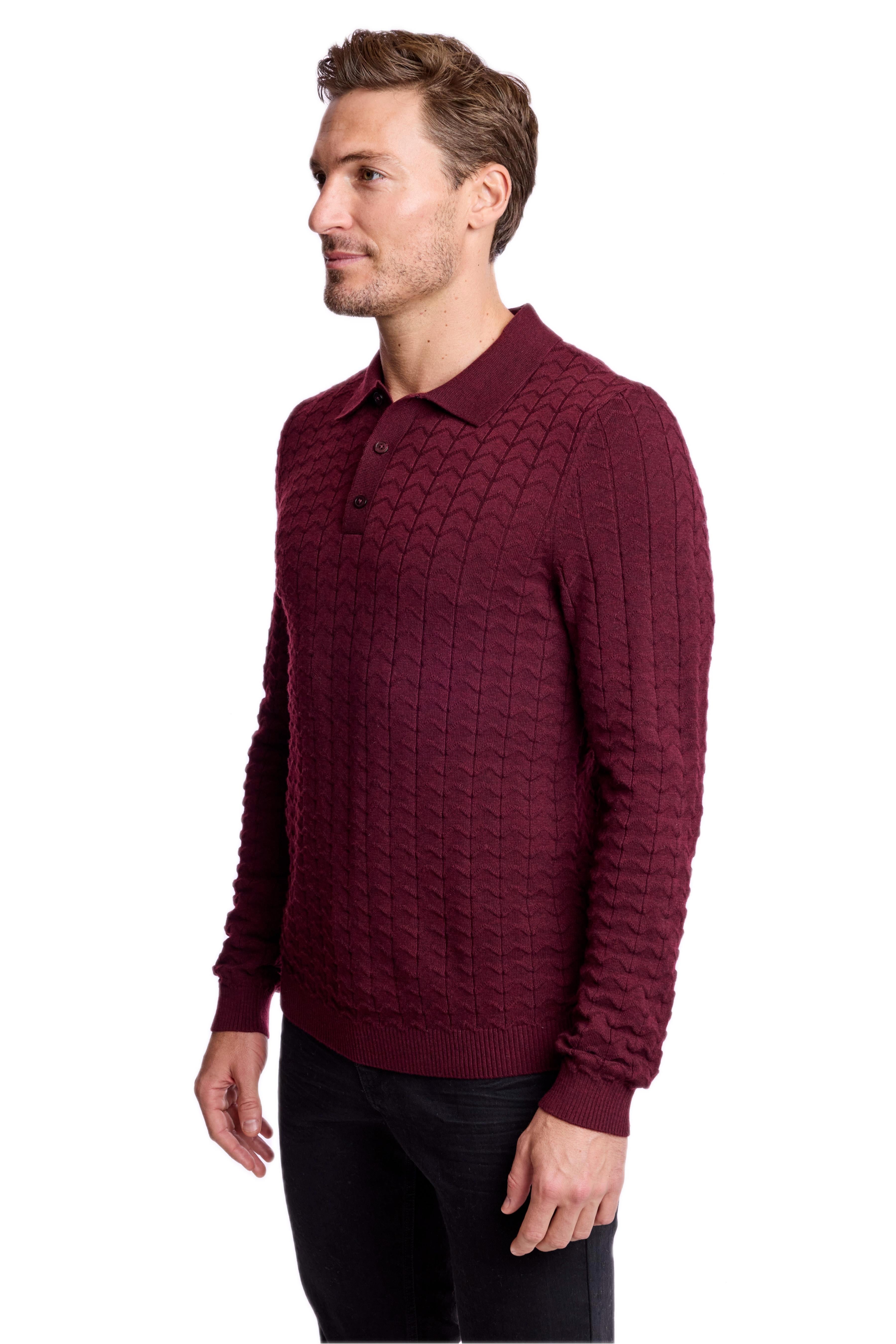 3 Button Polo - Burgundy Bordeaux