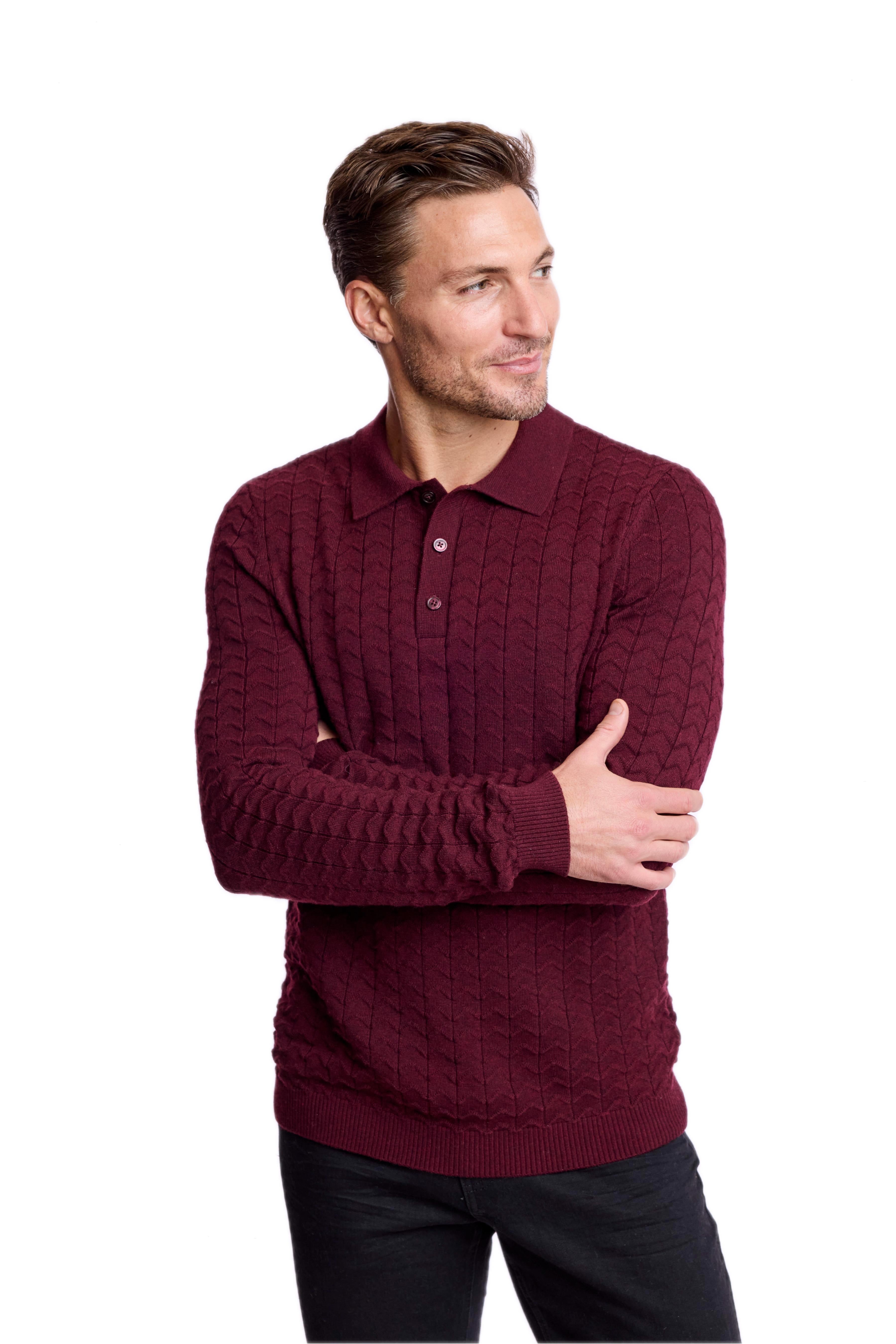 3 Button Polo - Burgundy Bordeaux