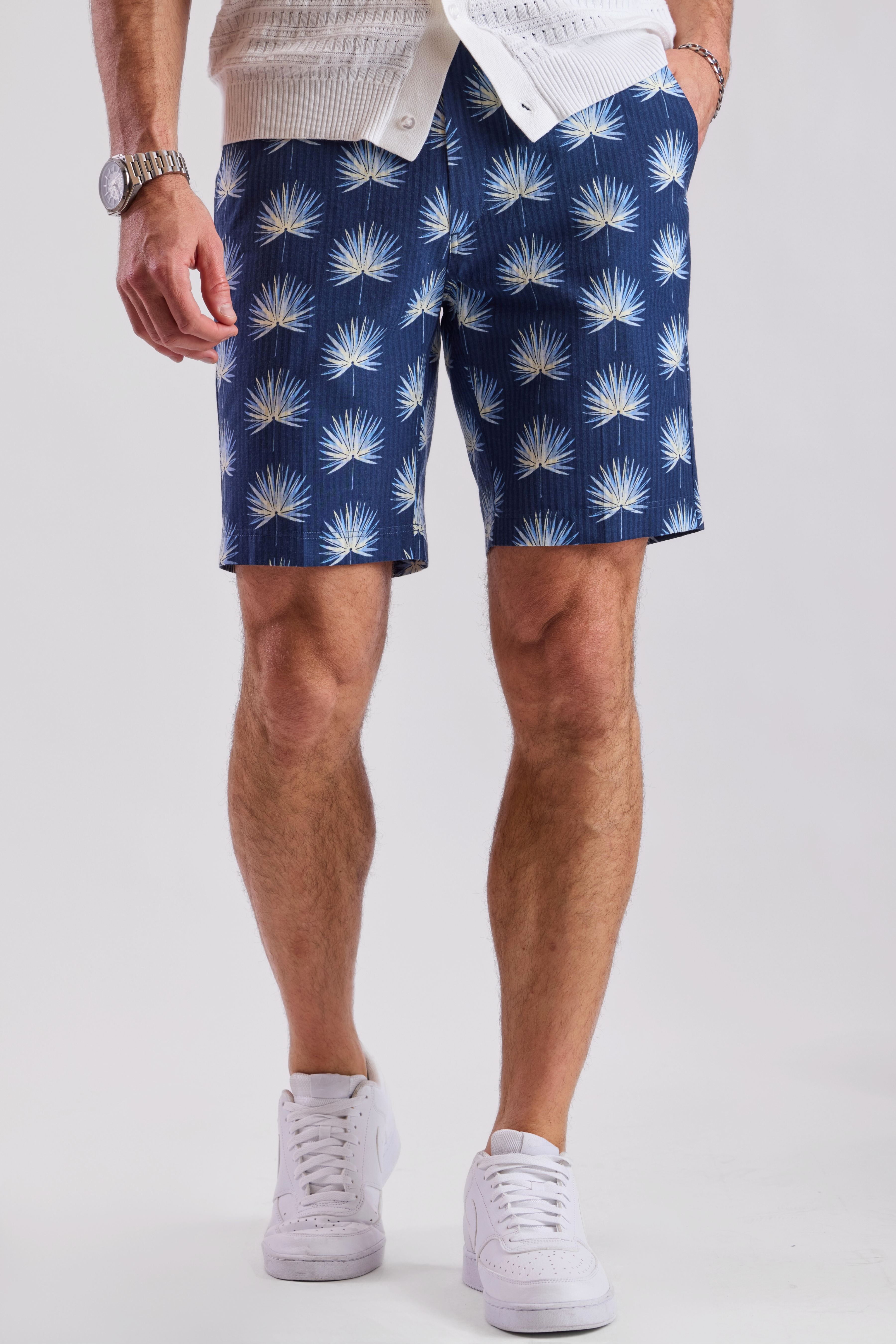 Felix Shorts - slim - Ocean White Seersucker