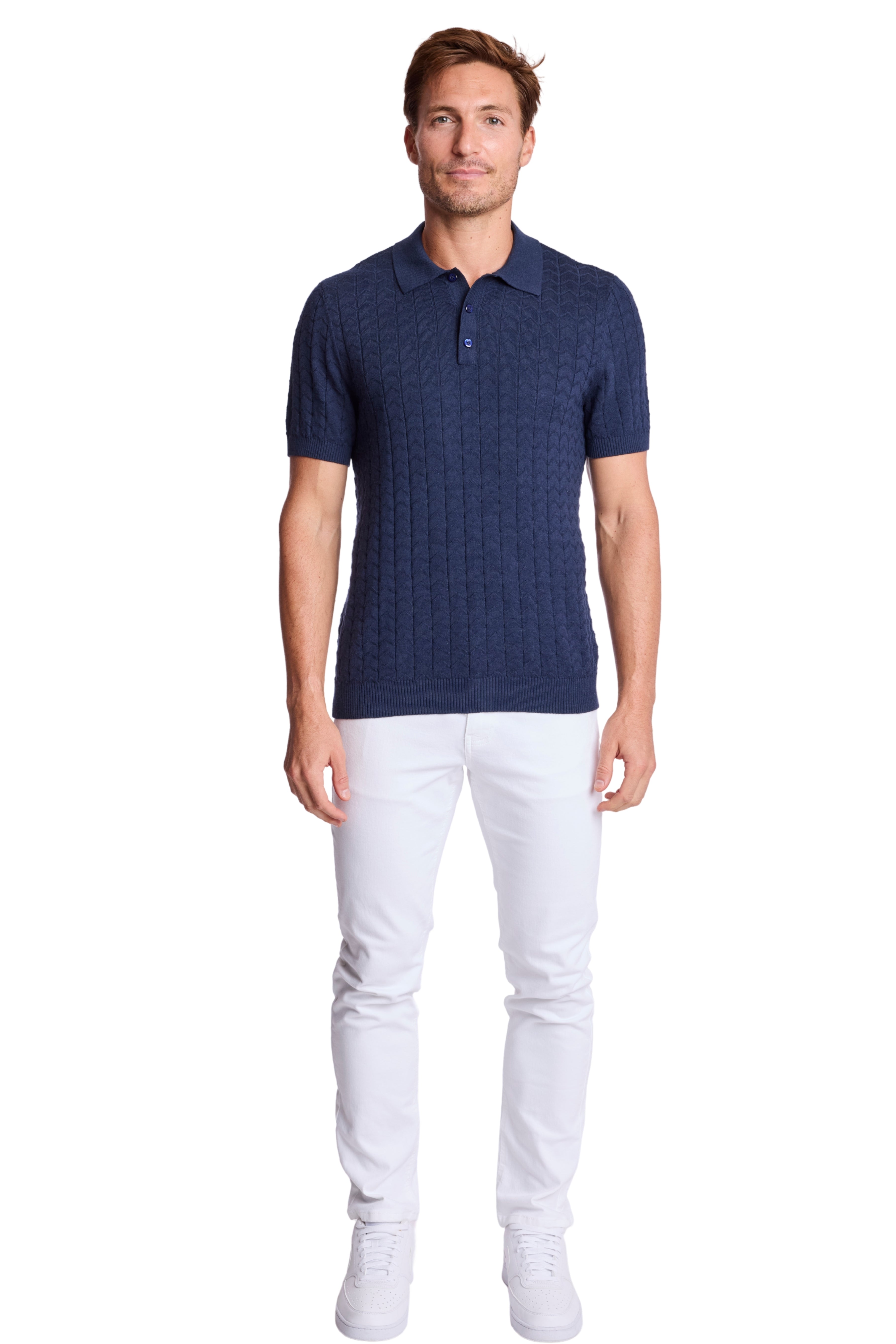 3 Button Polo - Crisp Navy