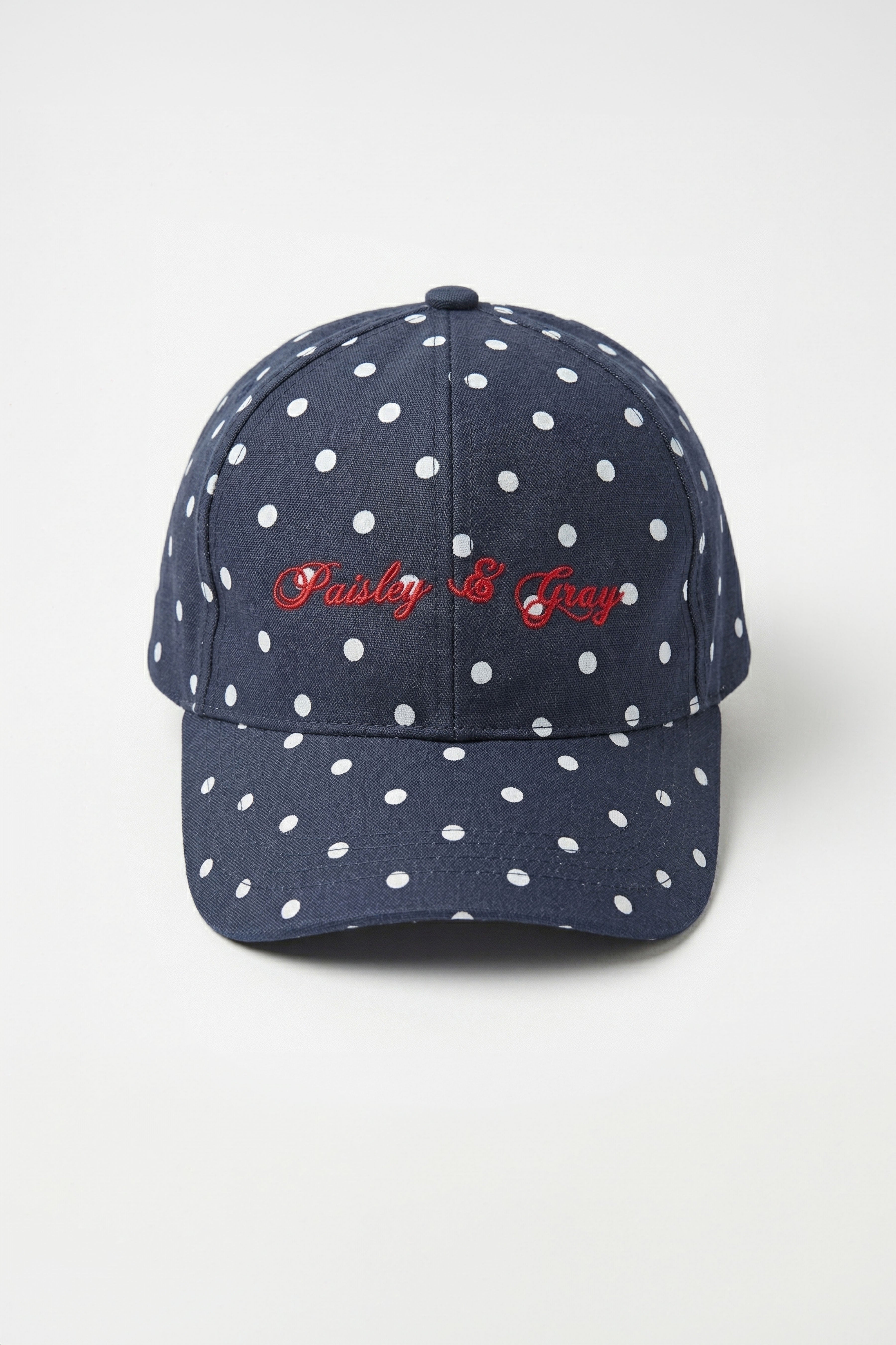 Colin Baseball Cap - Navy White Polka Dot