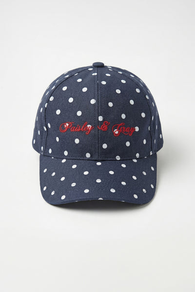 Colin Baseball Cap - Navy White Polka Dot – Paisley & Gray display picture 3