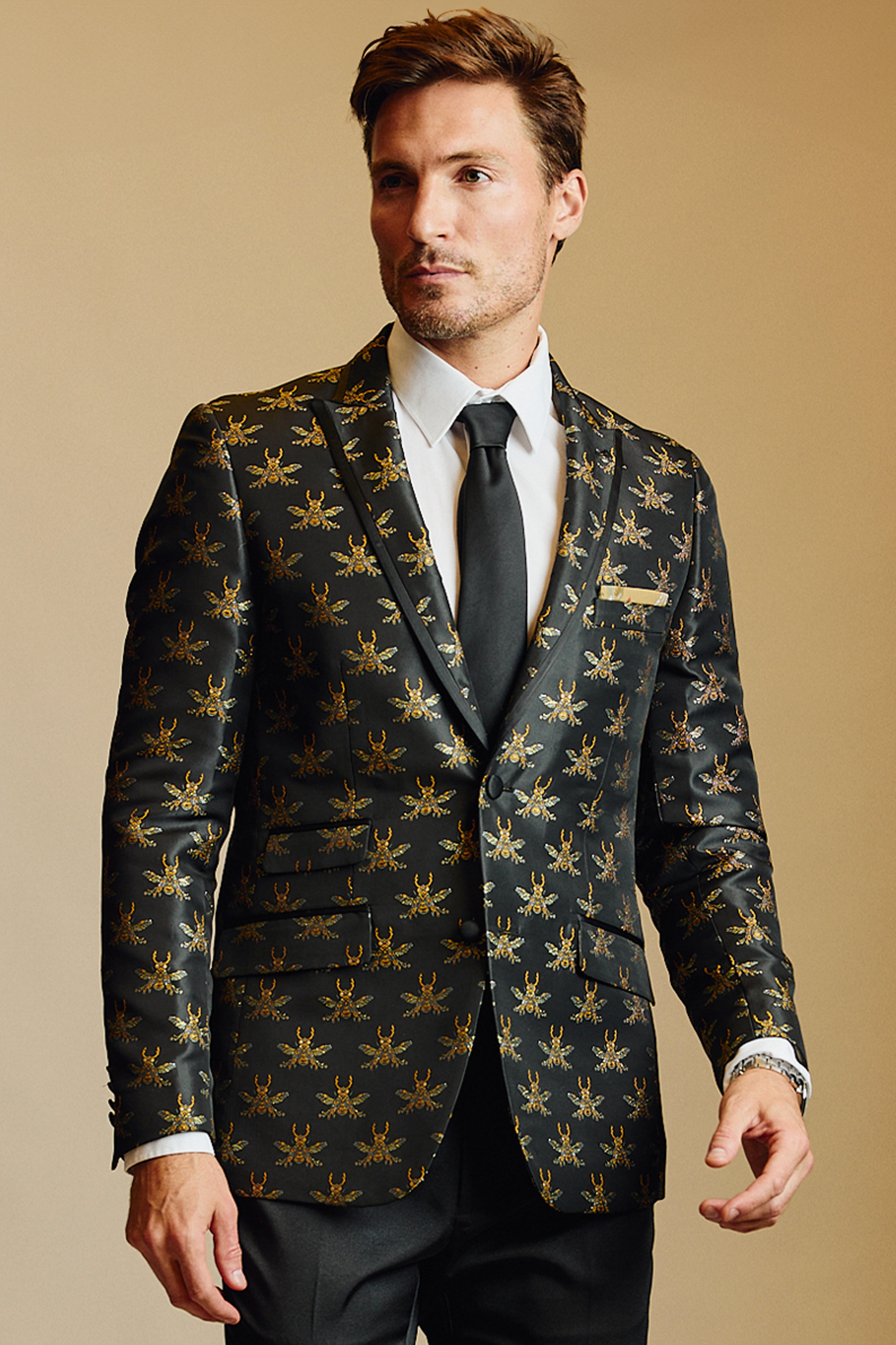 Grosvenor Peak Tux Jacket - slim - Black Bees