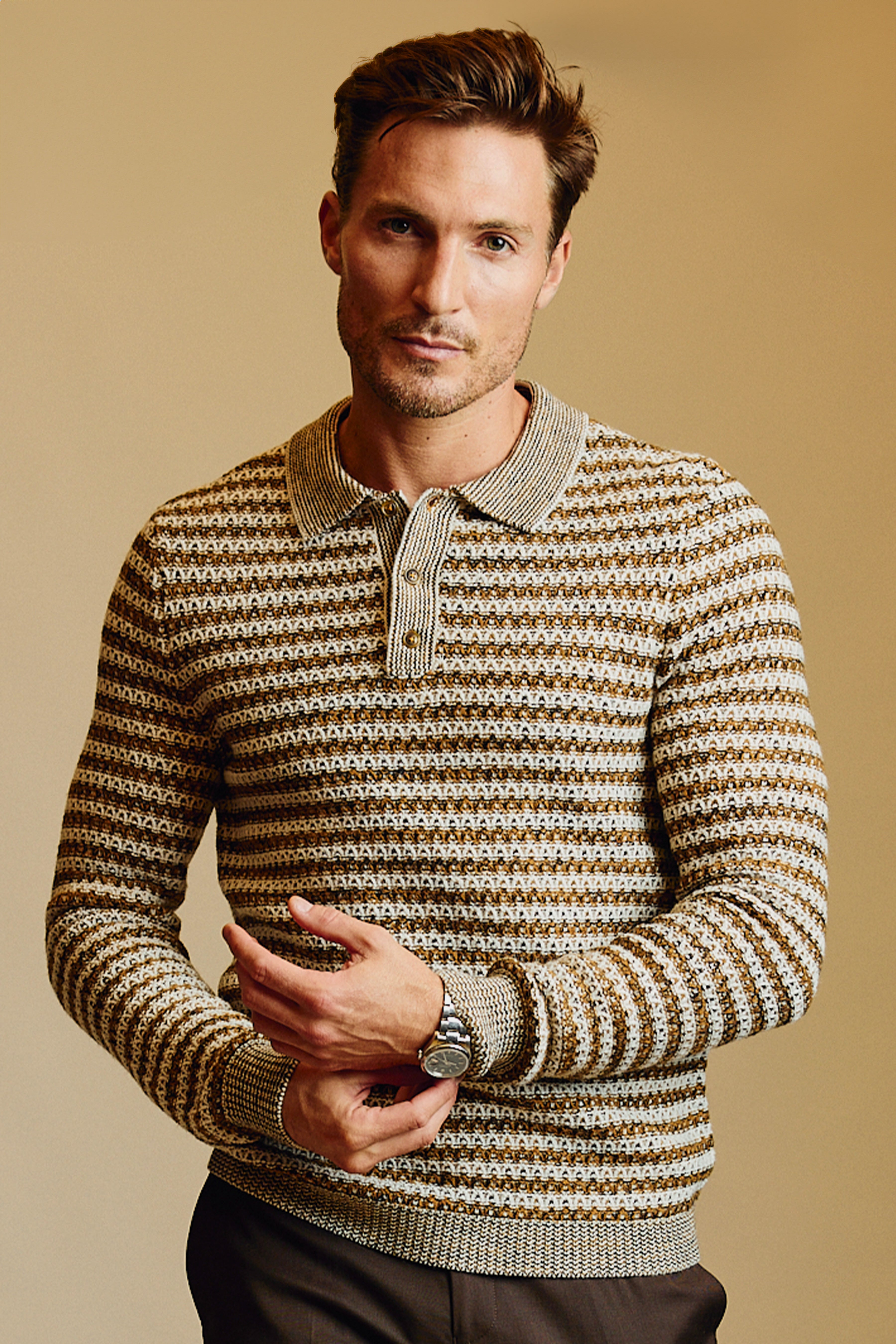 3-Button Polo - Coffee Cream