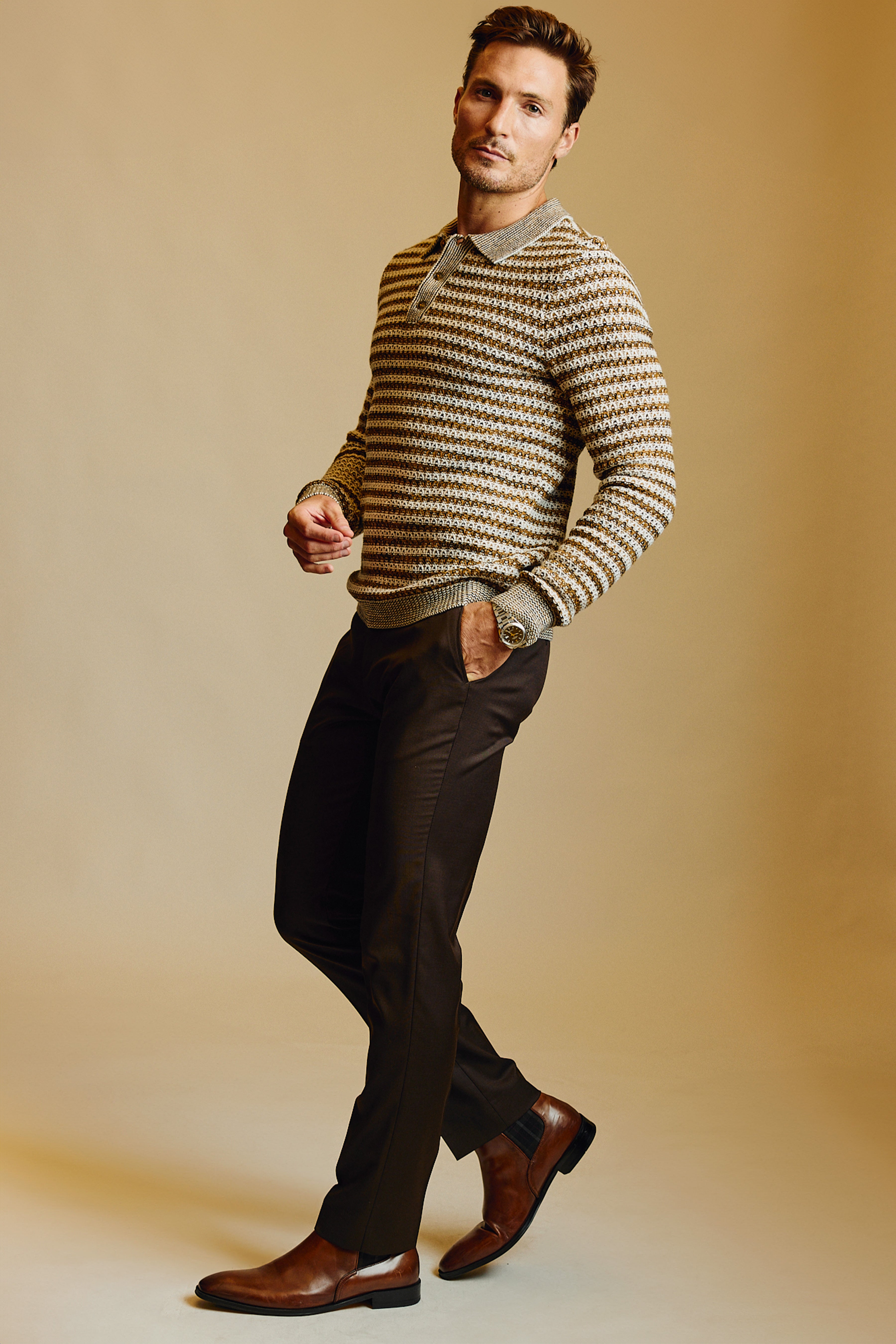 3-Button Polo - Coffee Cream