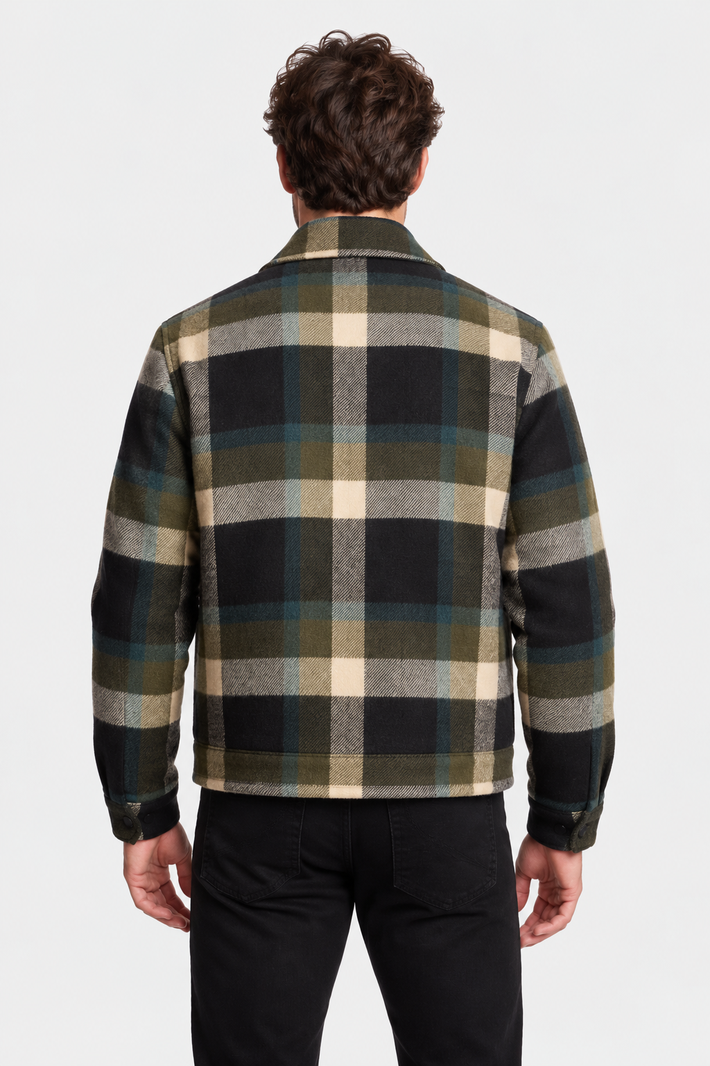 Mechanics Zip Up Jacket - Khaki Buffalo Plaid