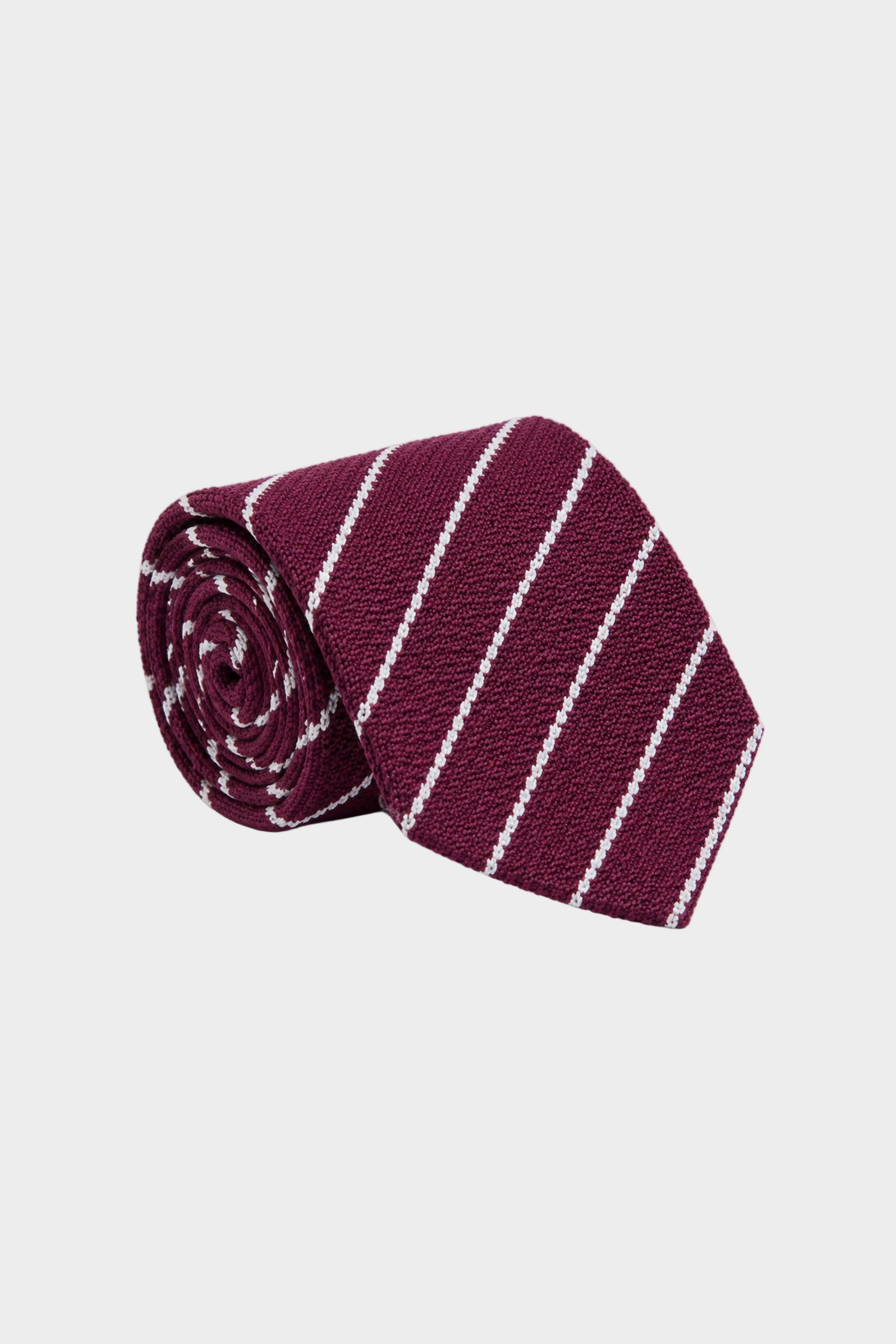 Stanley Striped Knit Tie - DK Burgundy Stripe