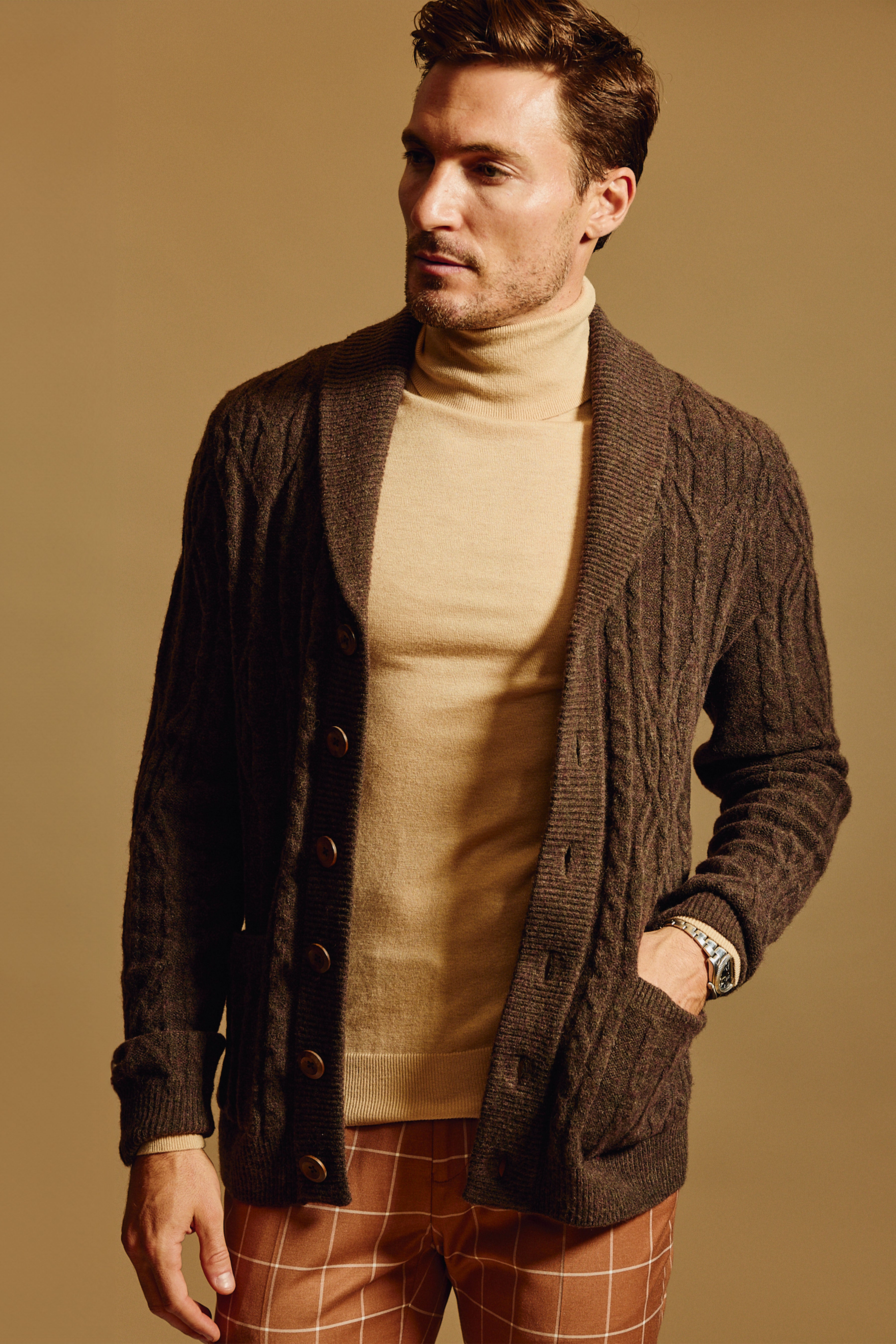 Shawl Collar Cardigan - Acorn