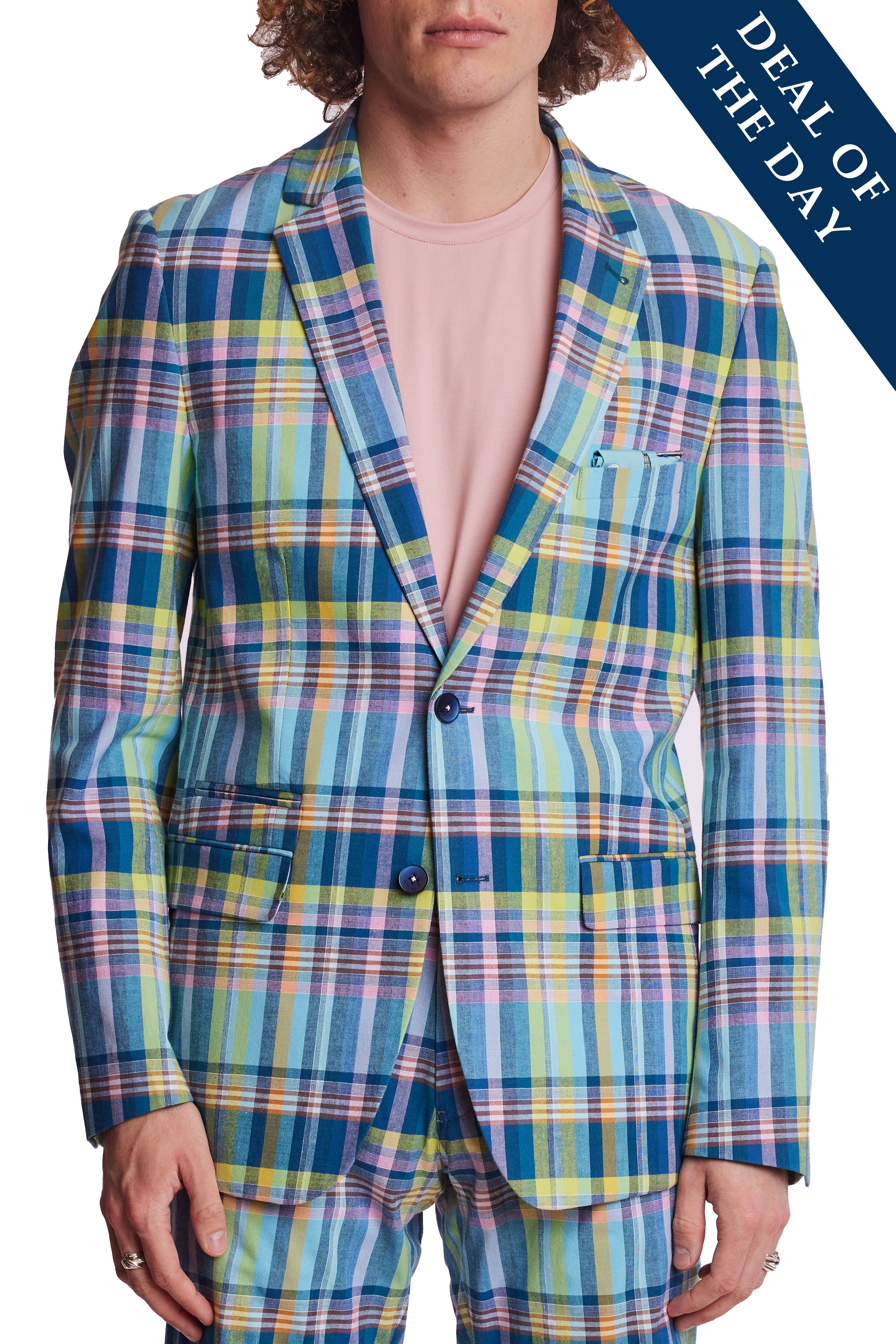 Dover Notch Jacket - slim - Pink Yellow Madras