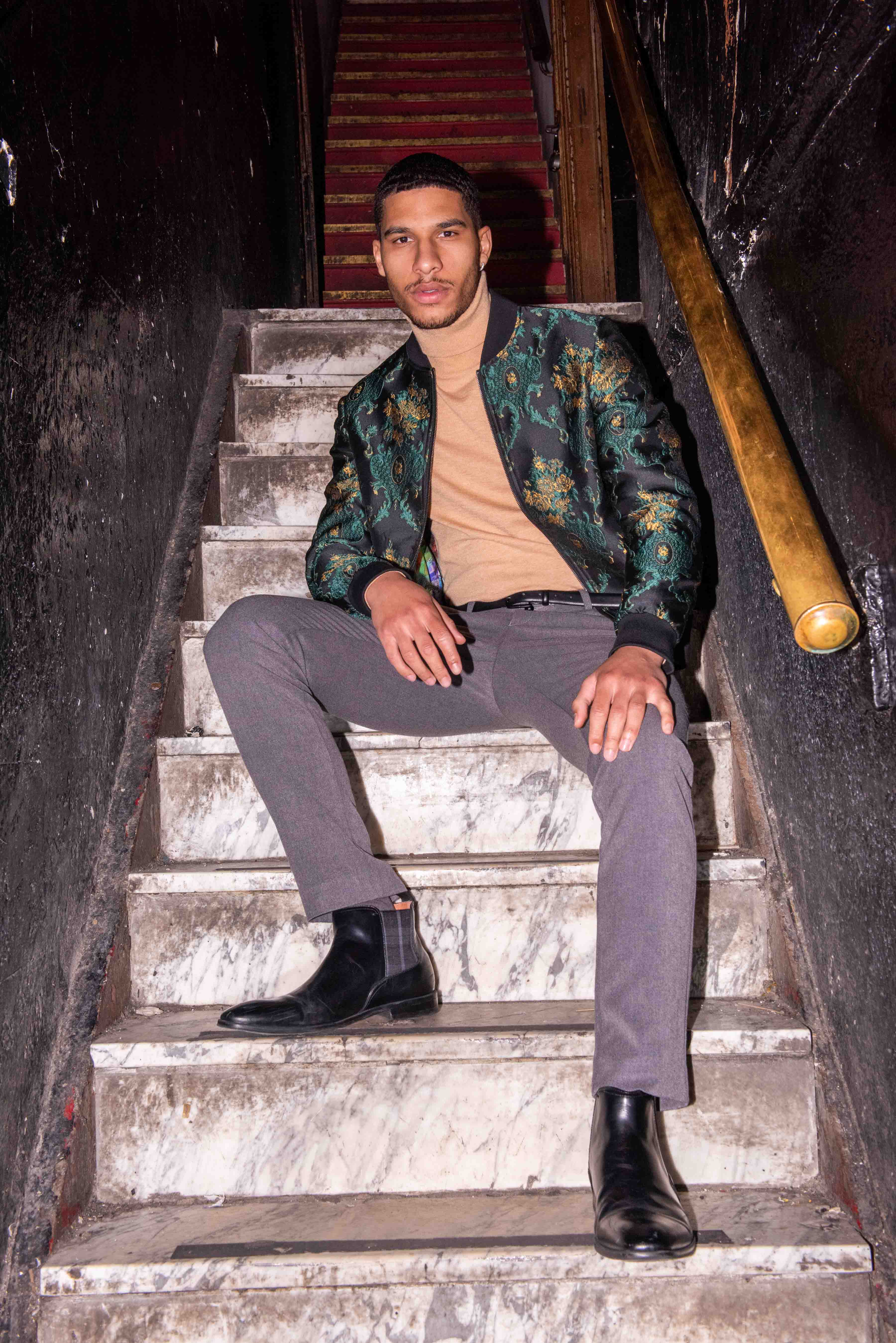 Hyde Bomber Jacket - Black Green Gold