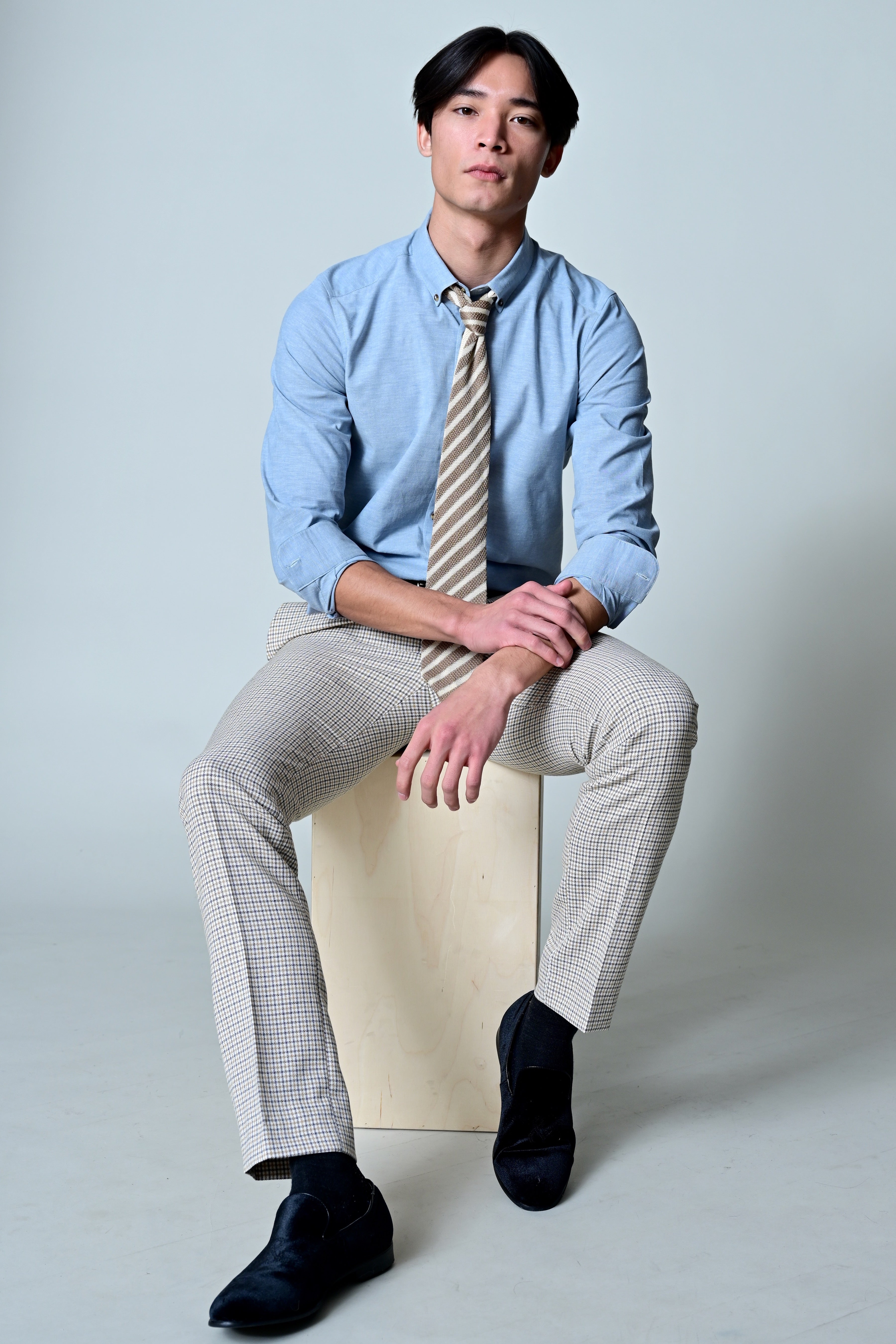 Downing Pants - slim - Grey White Yellow Gingham