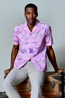  S/S Camp Collar Shirt - Pink Summer Island