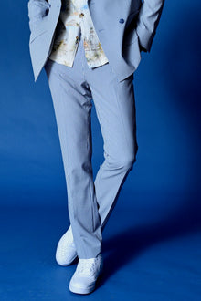  Downing Pants - slim - Blue Grey Cream Seersucker