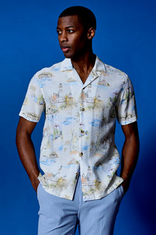  S/S Camp Collar Shirt - White Summer Island
