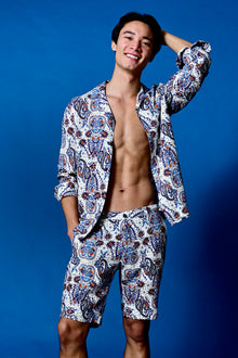  Felix Shorts - slim - White Blue Orange Paisley