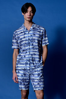  Felix Shorts - slim - Indigo Palms Stripe