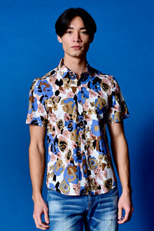  S/S Camp Collar Shirt - Blue Pink Brown