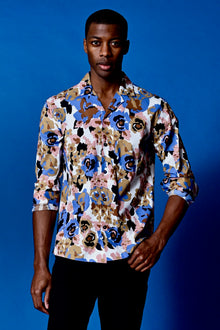  L/S Camp Collar Shirt - Blue Pink Brown