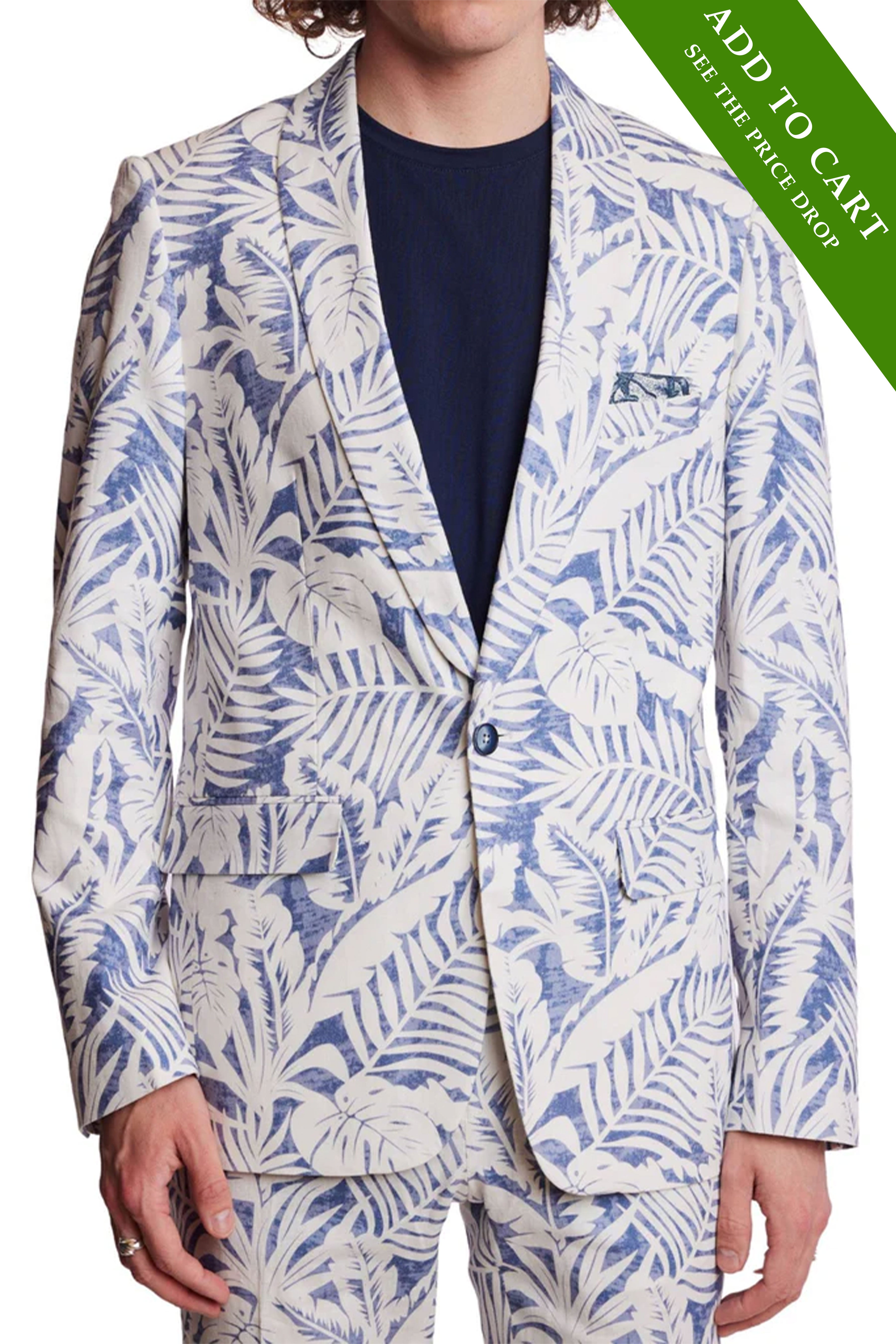 Stanford Shawl Jacket  - slim - Faded Blue Leaf