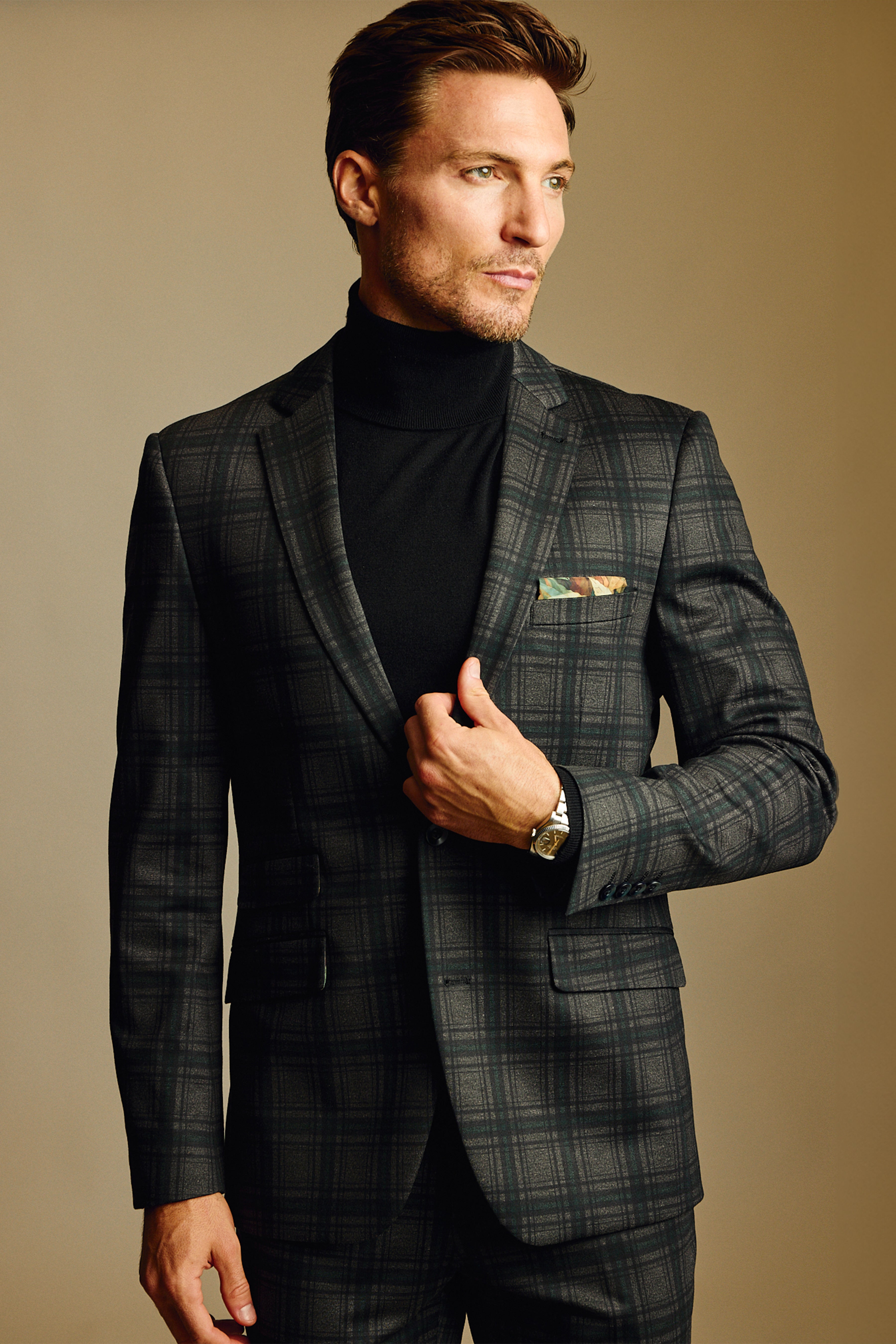 Dover Notch Jacket - slim - Green Charcoal Plaid