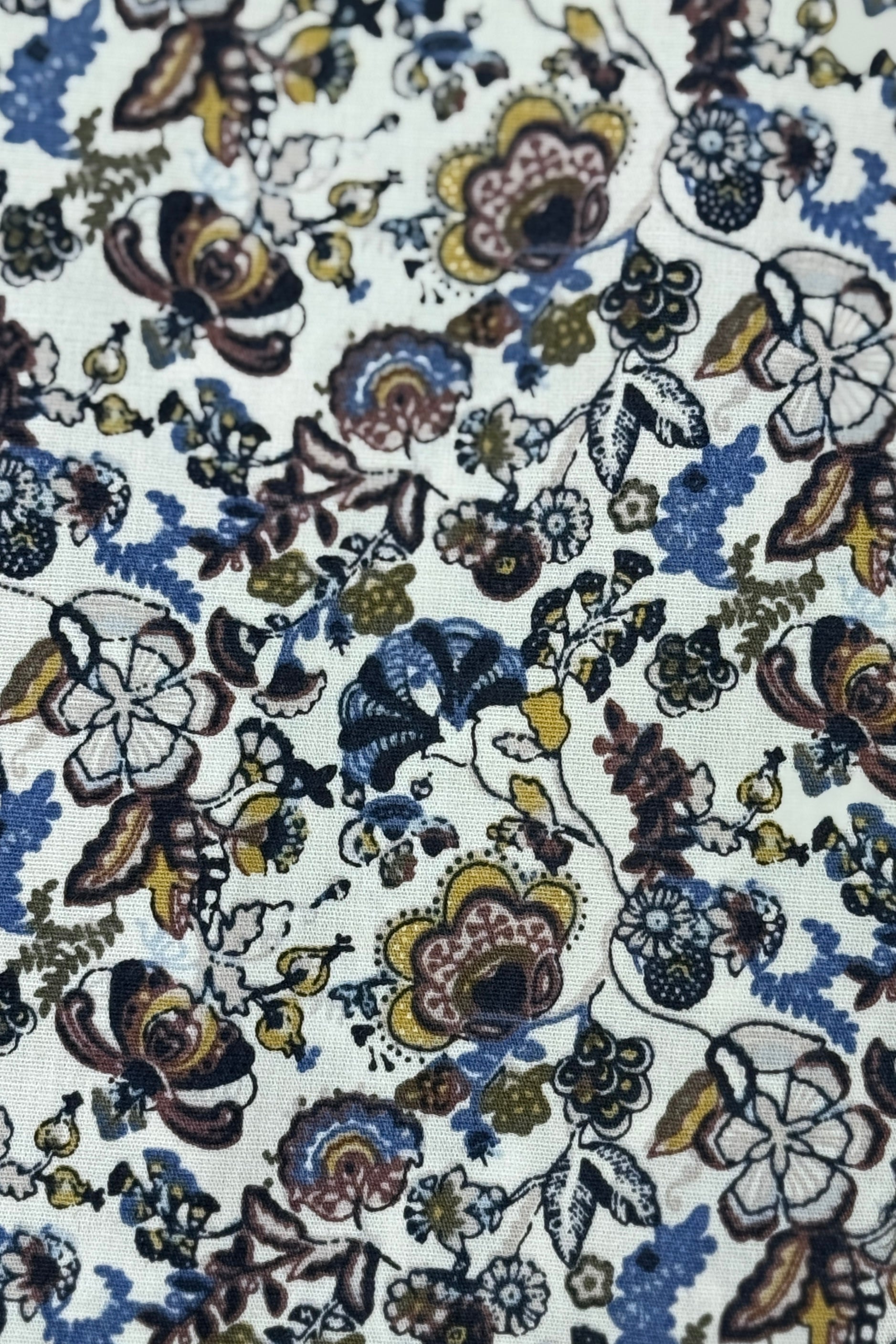 Samuel Spread Collar Shirt - Blue Brown Floral