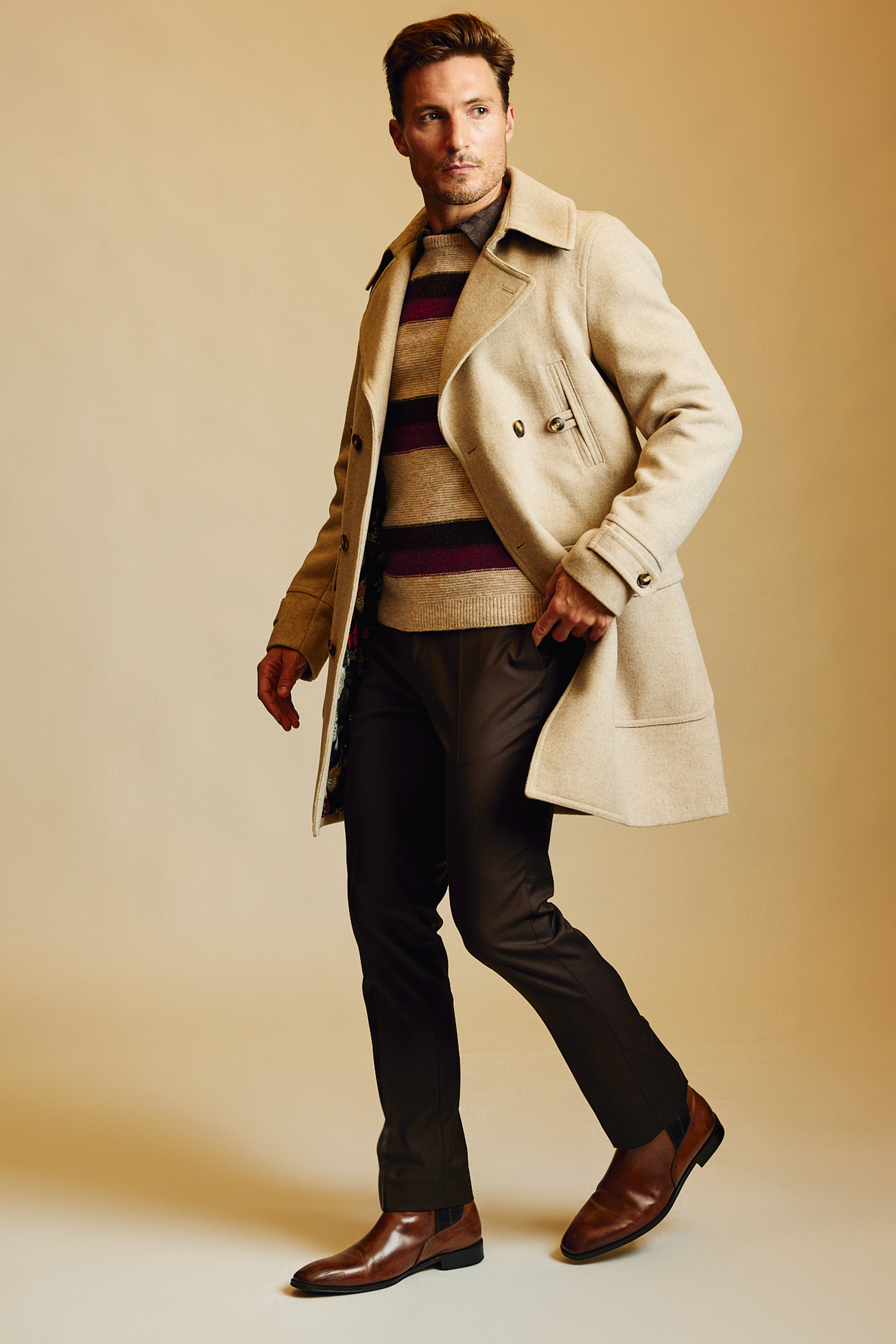 Military DB Overcoat - Light Tan