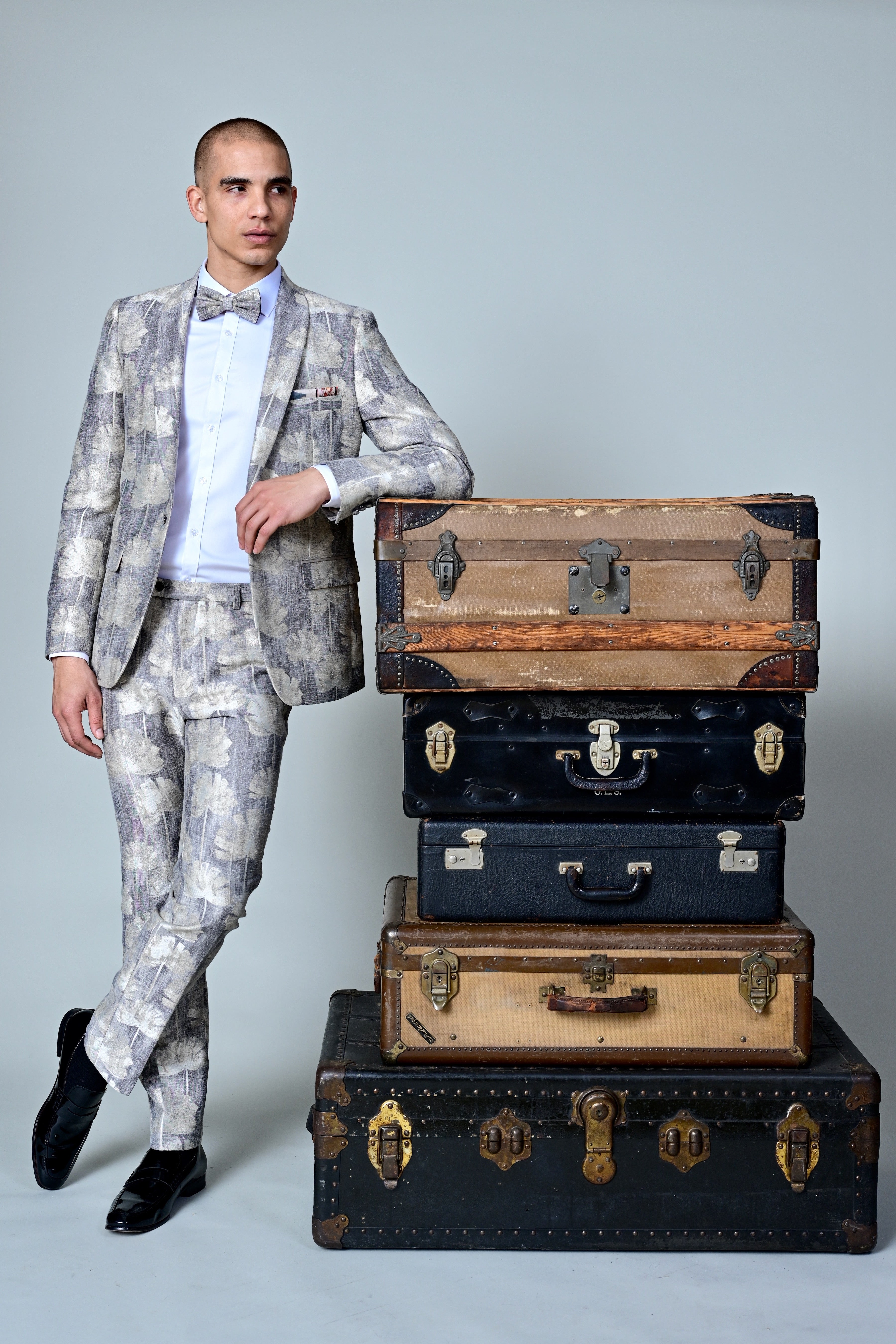 Sloane Tuxedo Pants - slim - Beige Haze Floral