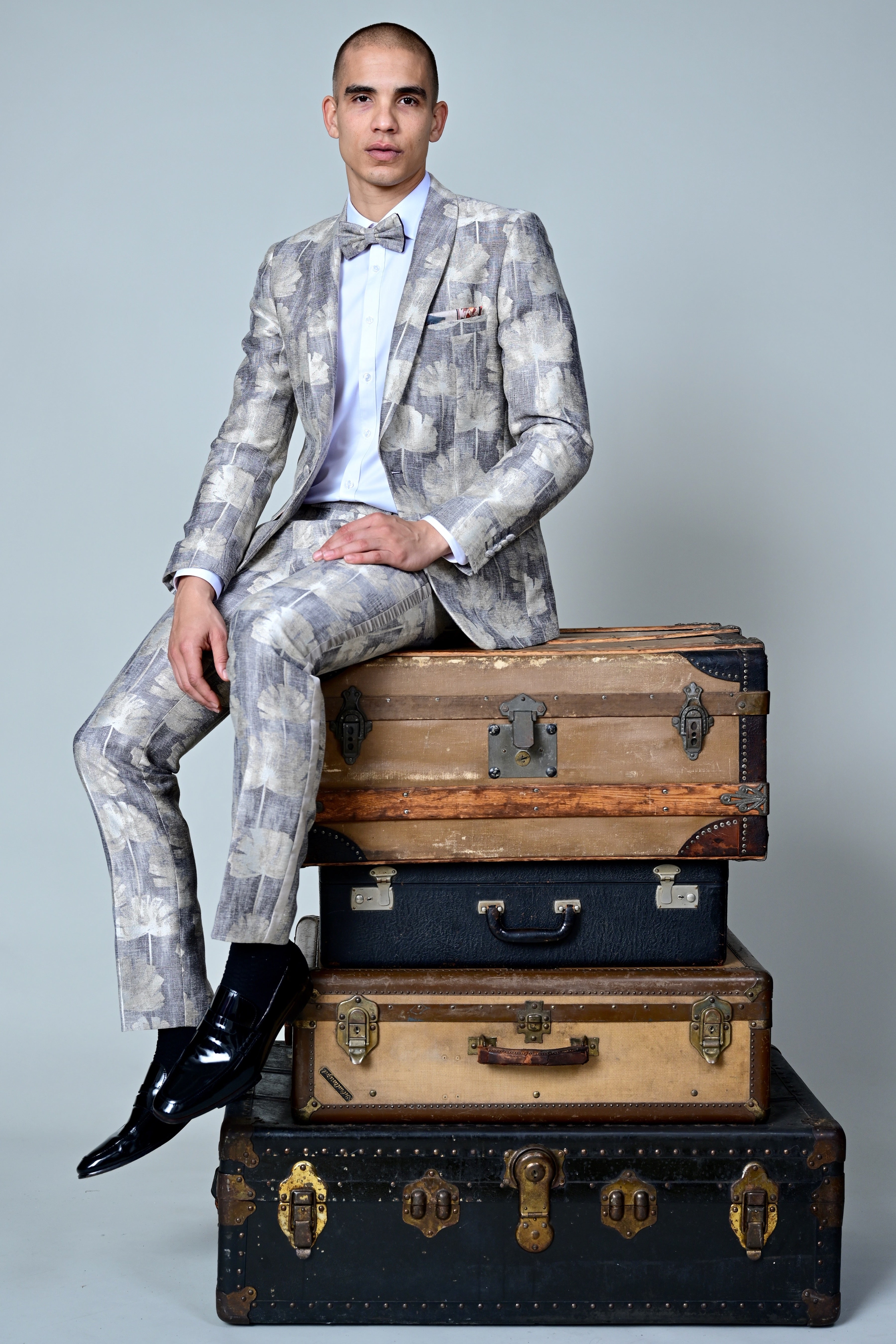 Sloane Tuxedo Pants - slim - Beige Haze Floral