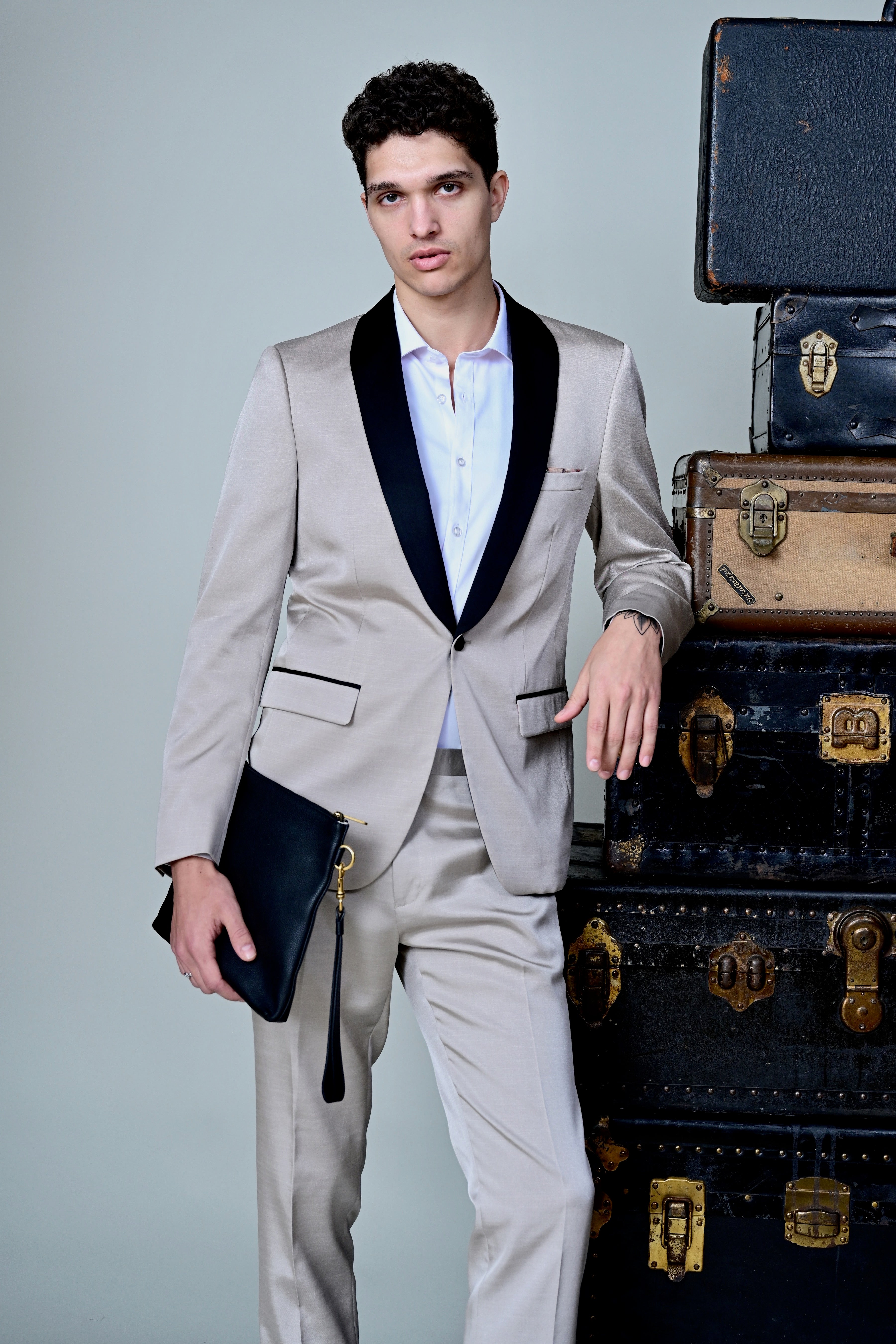 Regent Shawl Tux Jacket - slim - Sable Beige & Black