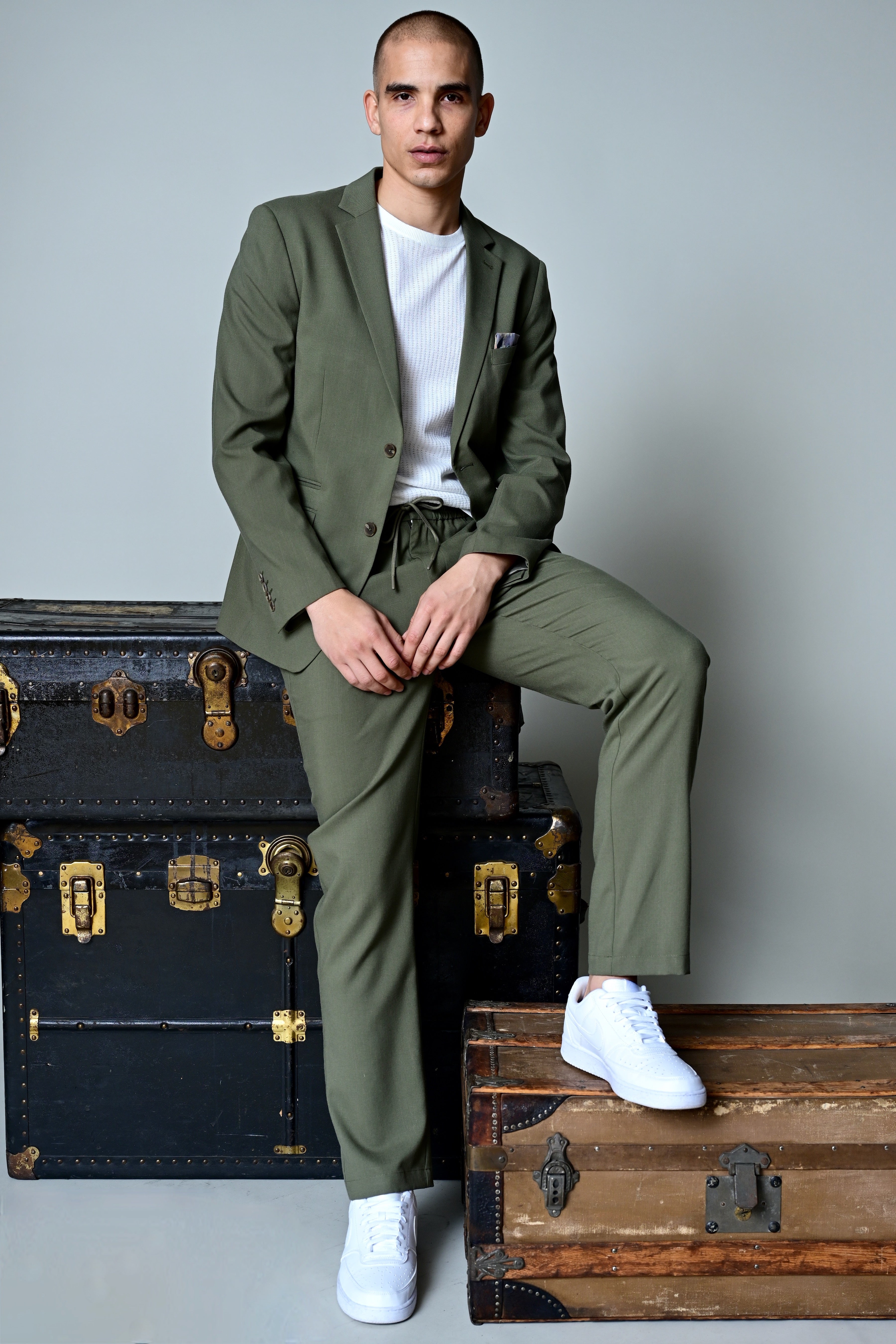 Chester Drawstring Pants - slim - Olive