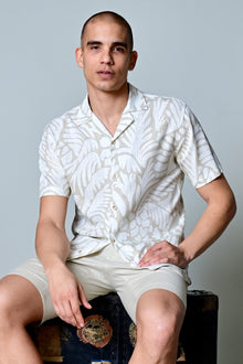  S/S Camp Collar Shirt - Tan & Cream