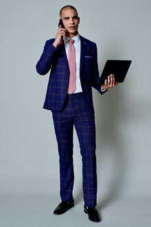  Downing Pants - slim - Navy Red White Check