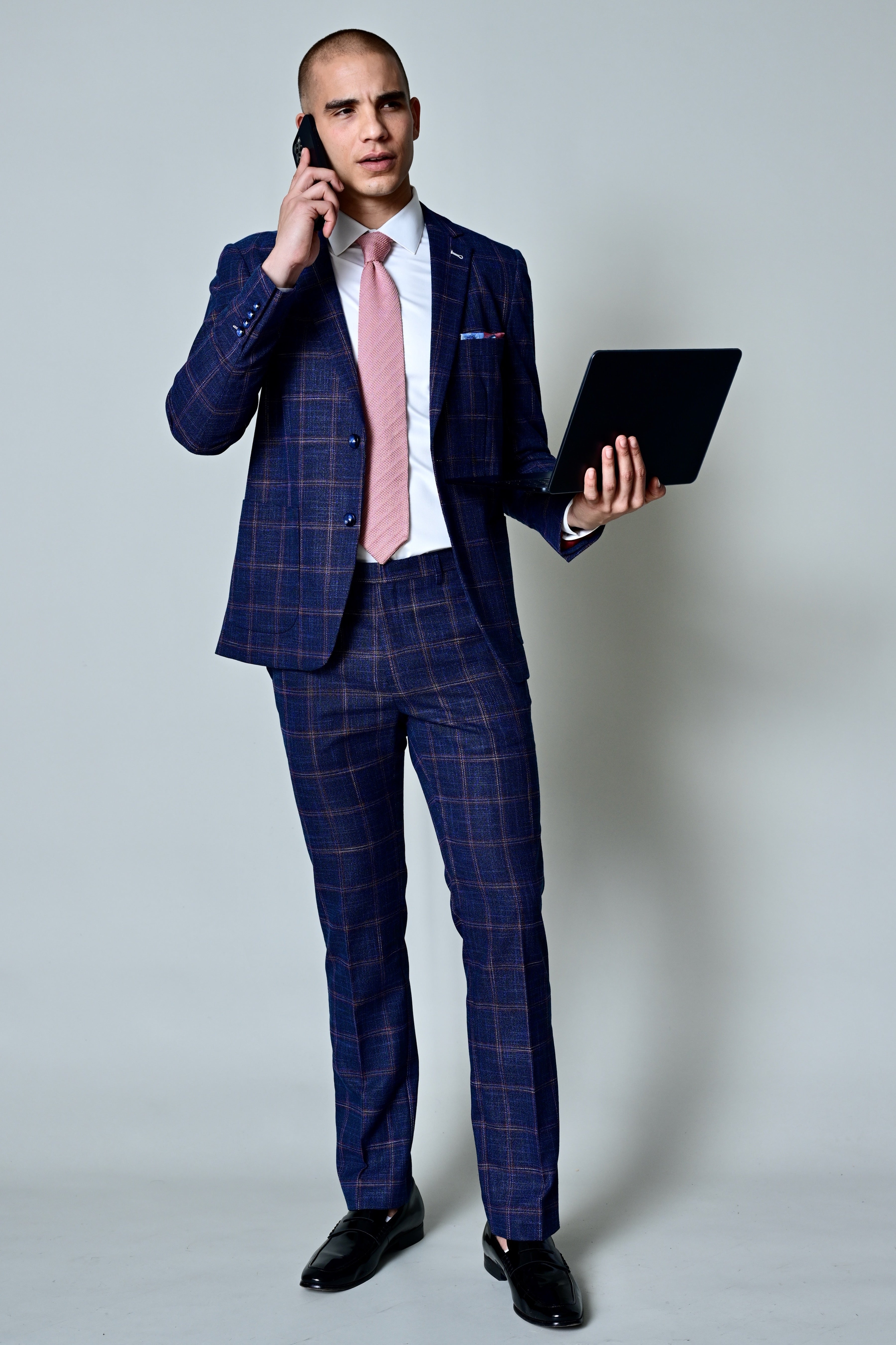 Dover Notch Jacket  - slim - Navy Red White Check