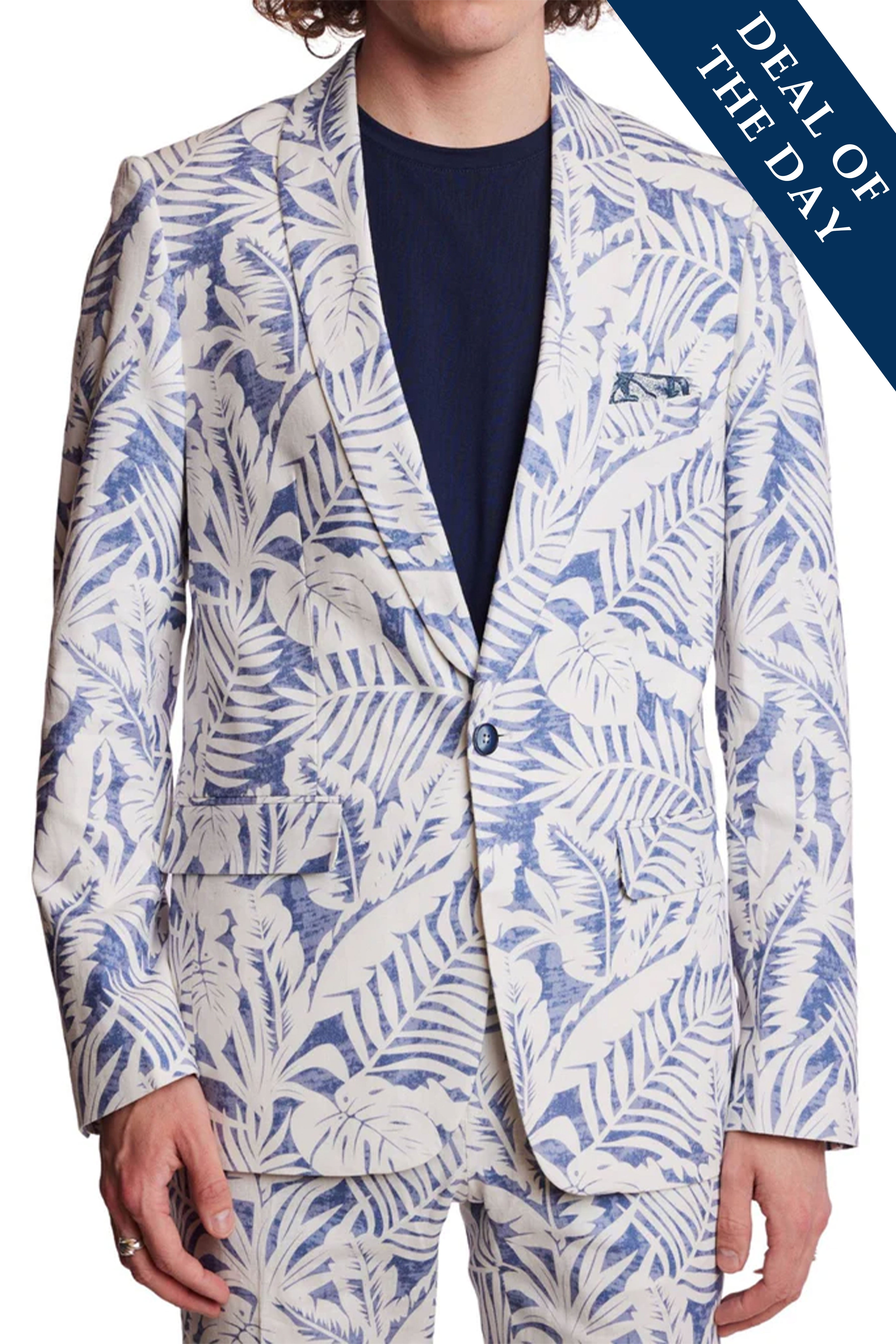 Stanford Shawl Jacket  - slim - Faded Blue Leaf