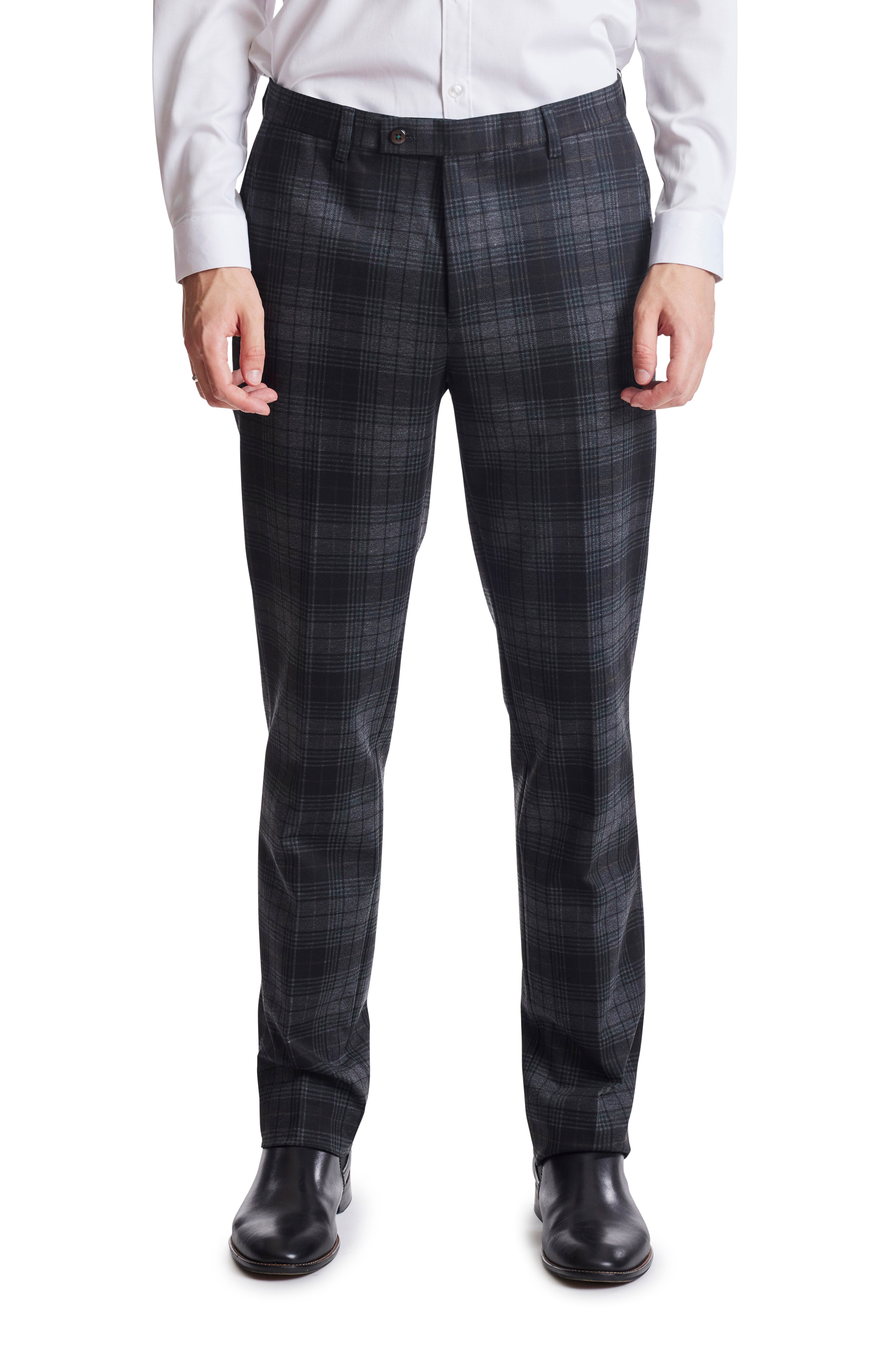 Men Tailored Trousers Suit Pants Check Plaid Western Style Casual Slim Black  Grey Navy Office Business Wear | Wish