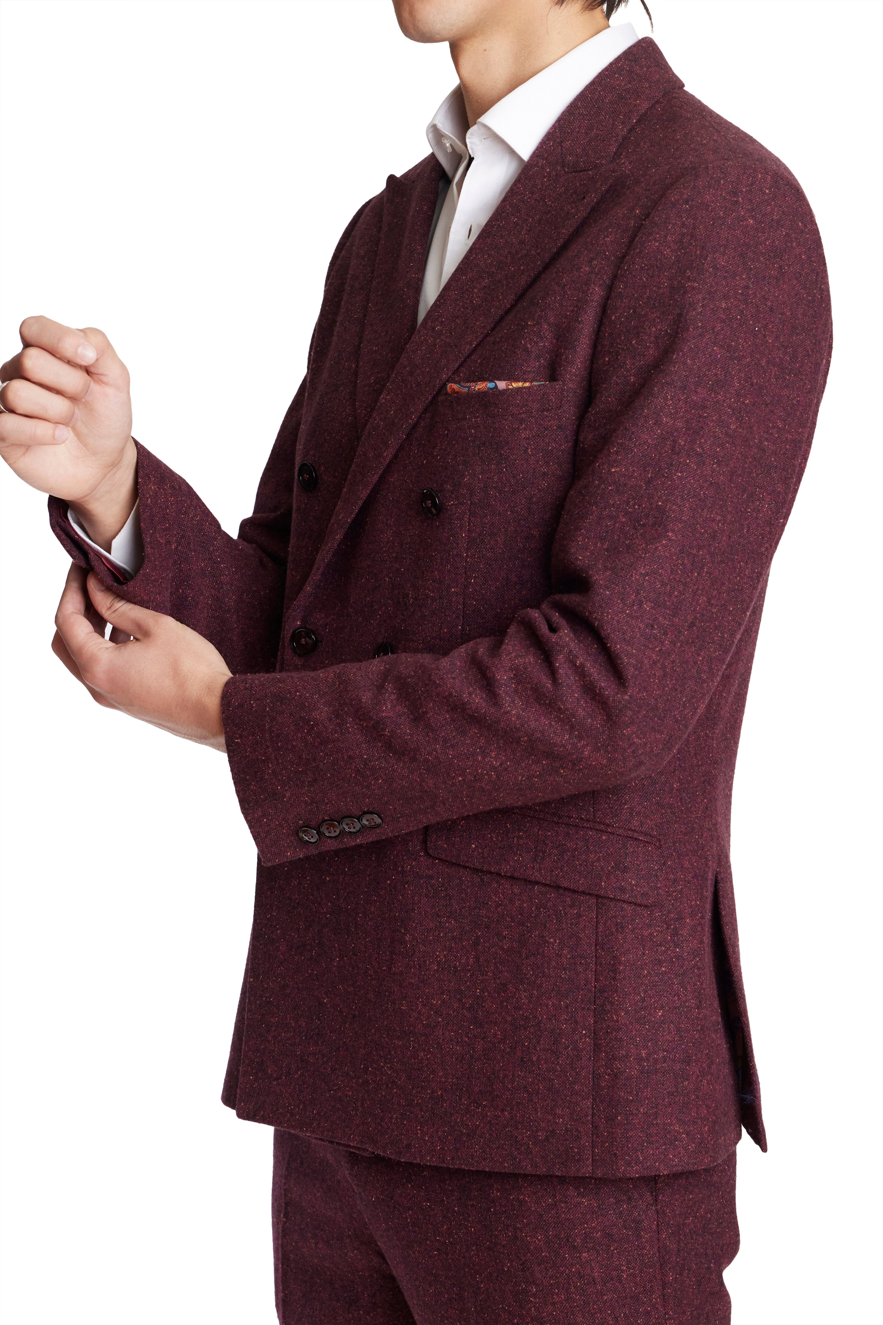 Soho Peak Double Breasted Jacket - slim - Burgundy Speckle