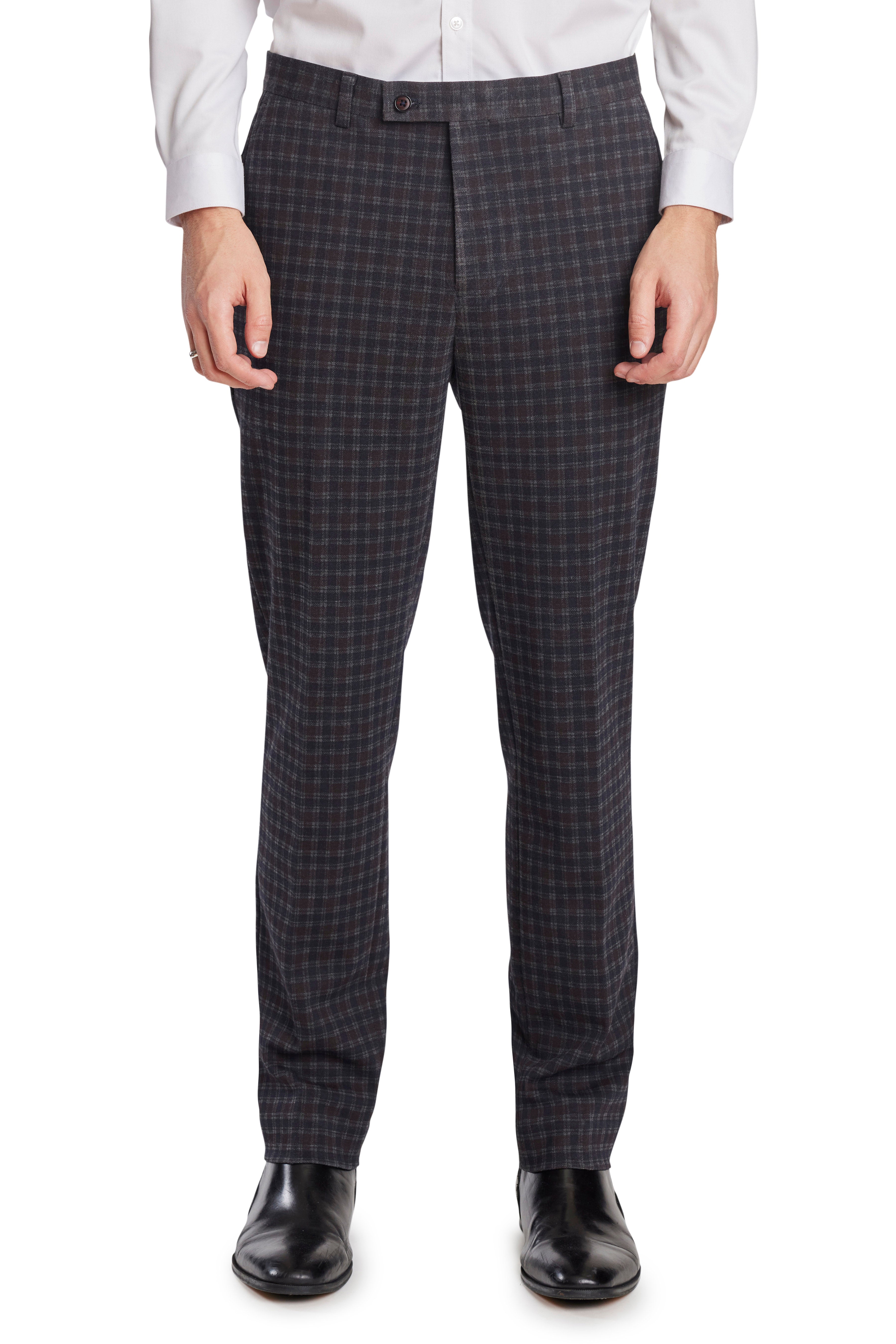 Downing Pants - slim - Wine Navy Little Check