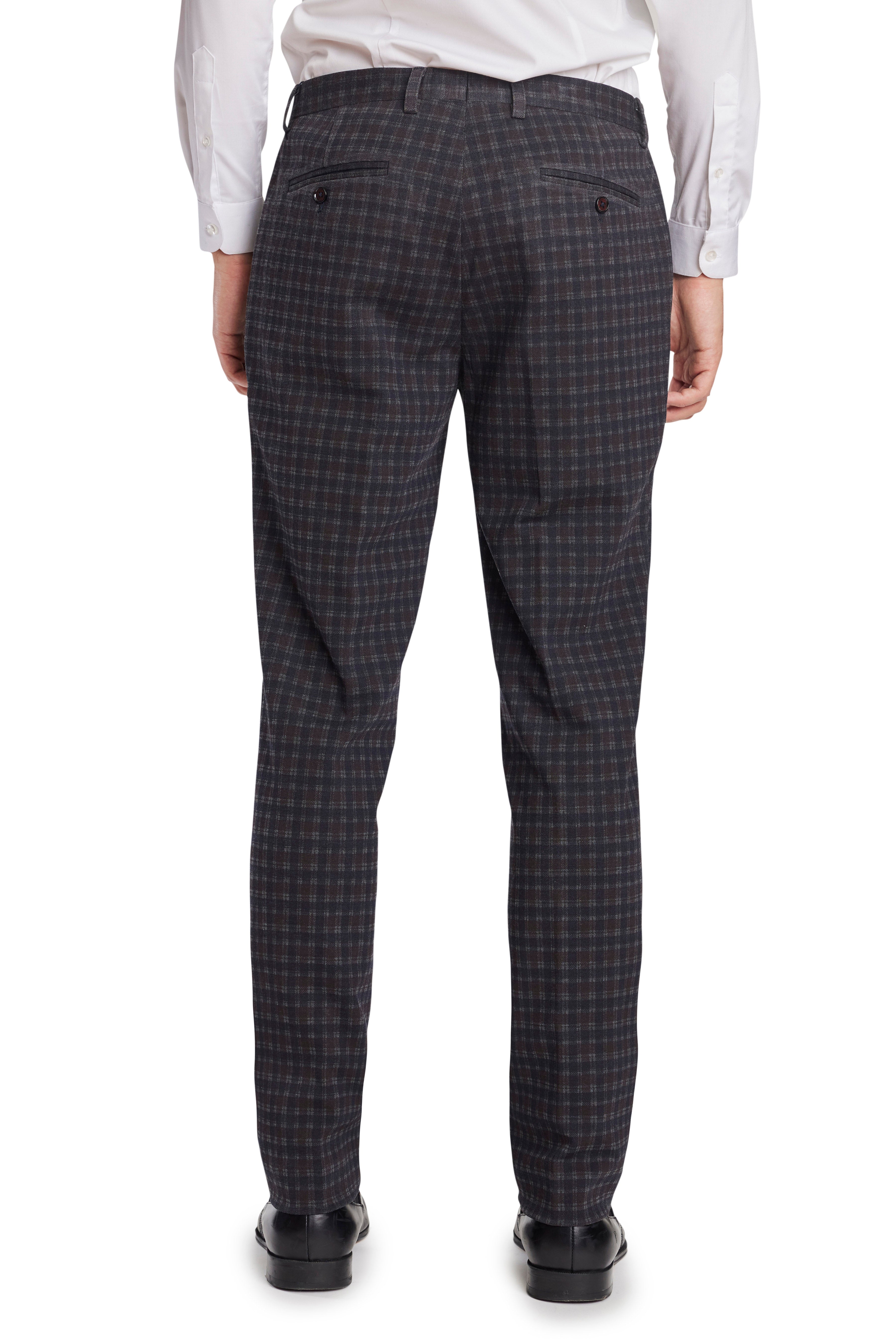 Downing Pants - slim - Wine Navy Little Check – Paisley & Gray