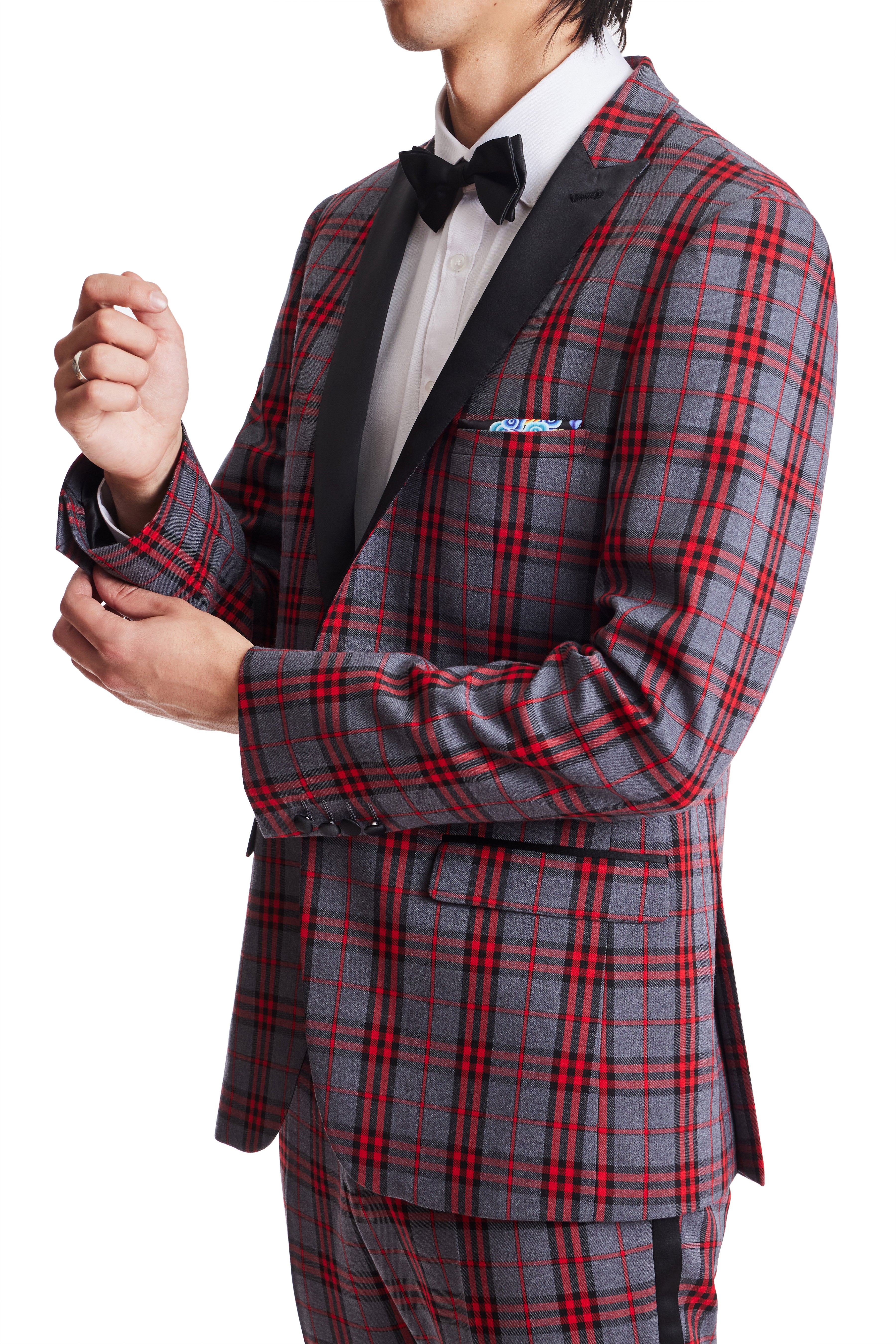 Grosvenor Peak Tux Jacket - slim - Red Char Tartan