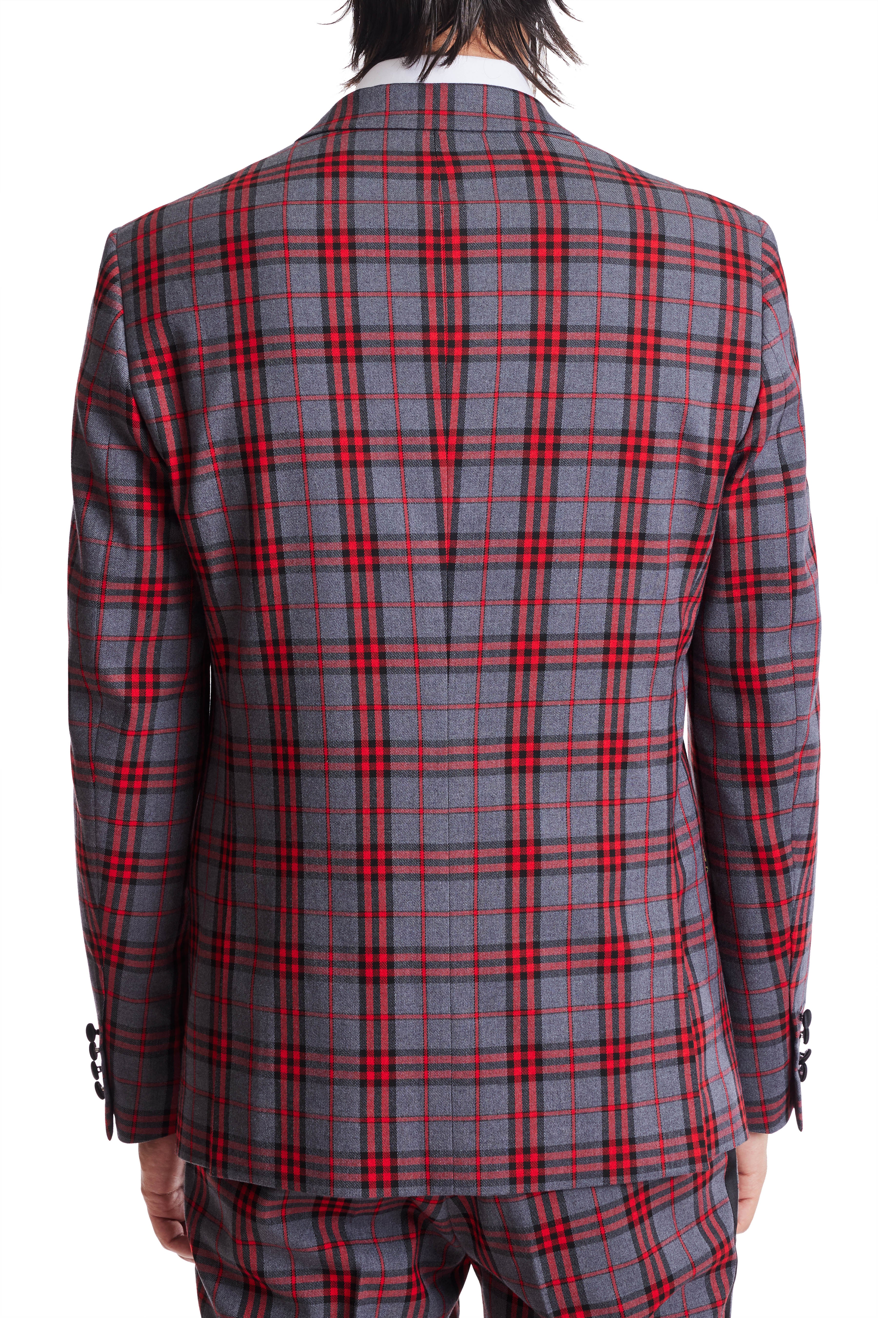 Grosvenor Peak Tux Jacket - slim - Red Char Tartan