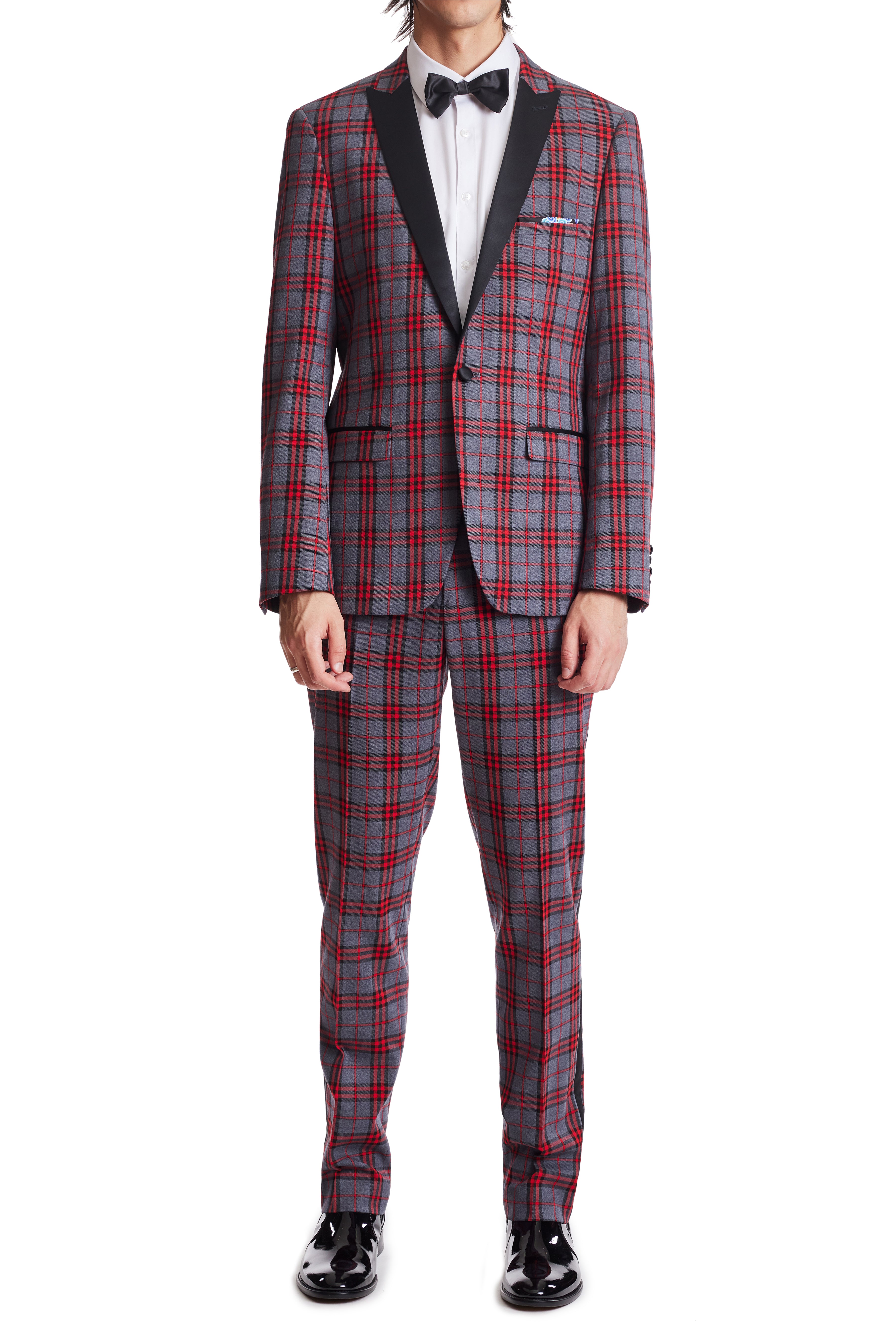 Grosvenor Peak Tux Jacket - slim - Red Char Tartan